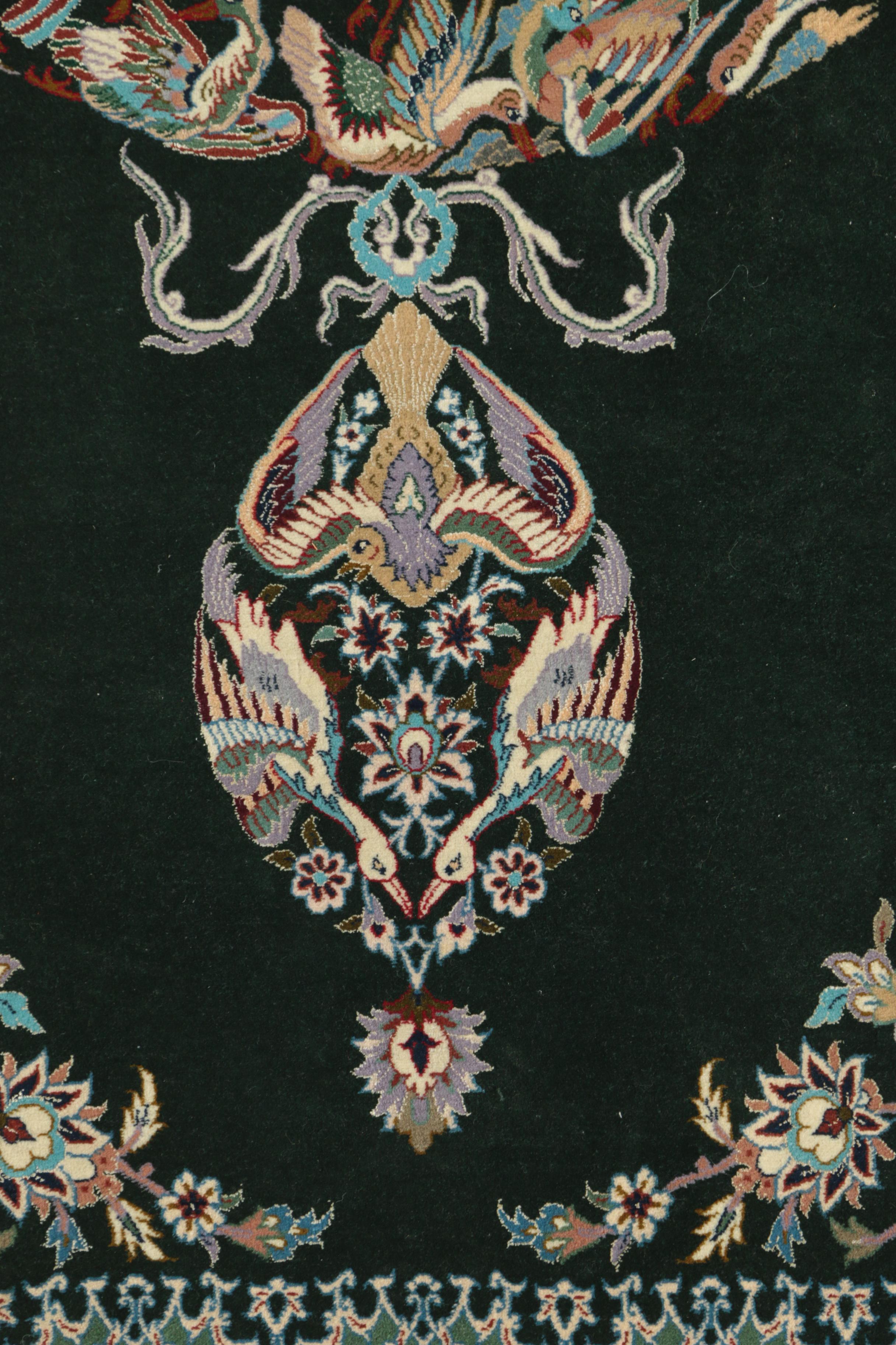 Exceptional Hand-Knotted Persian Isfahan Silk and Wool Hunting Rug