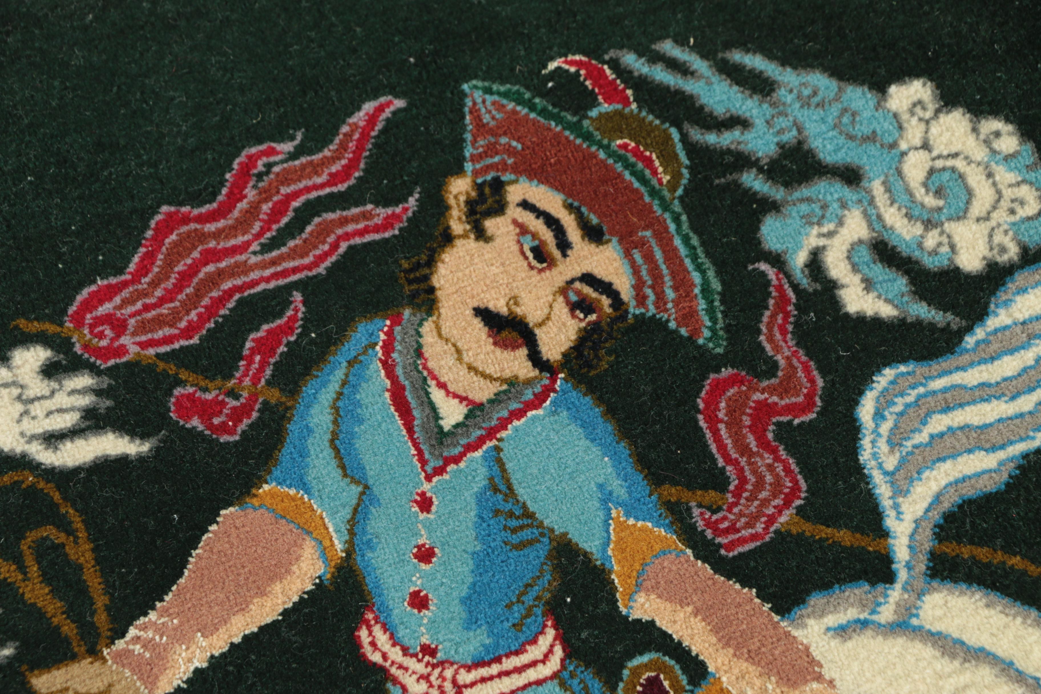 Exceptional Hand-Knotted Persian Isfahan Silk and Wool Hunting Rug