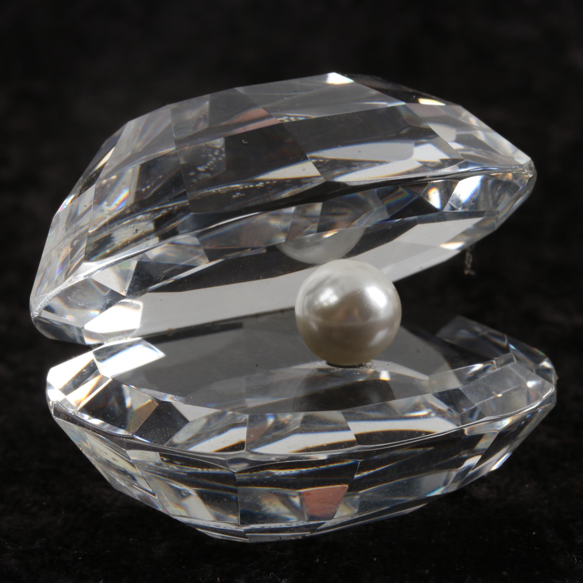 Swarovski Crystal Oyster with Pearl Figurines and Other Swarovski