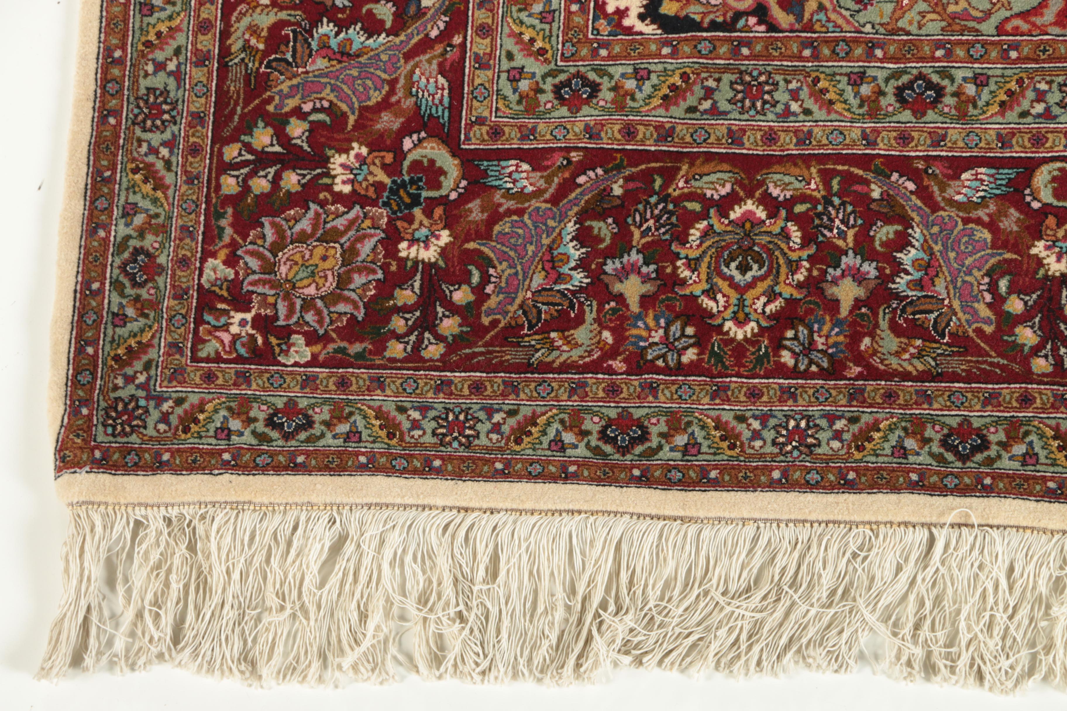 Finely Hand-Knotted Persian Nagsheh Tabriz Silk and Wool Area Rug