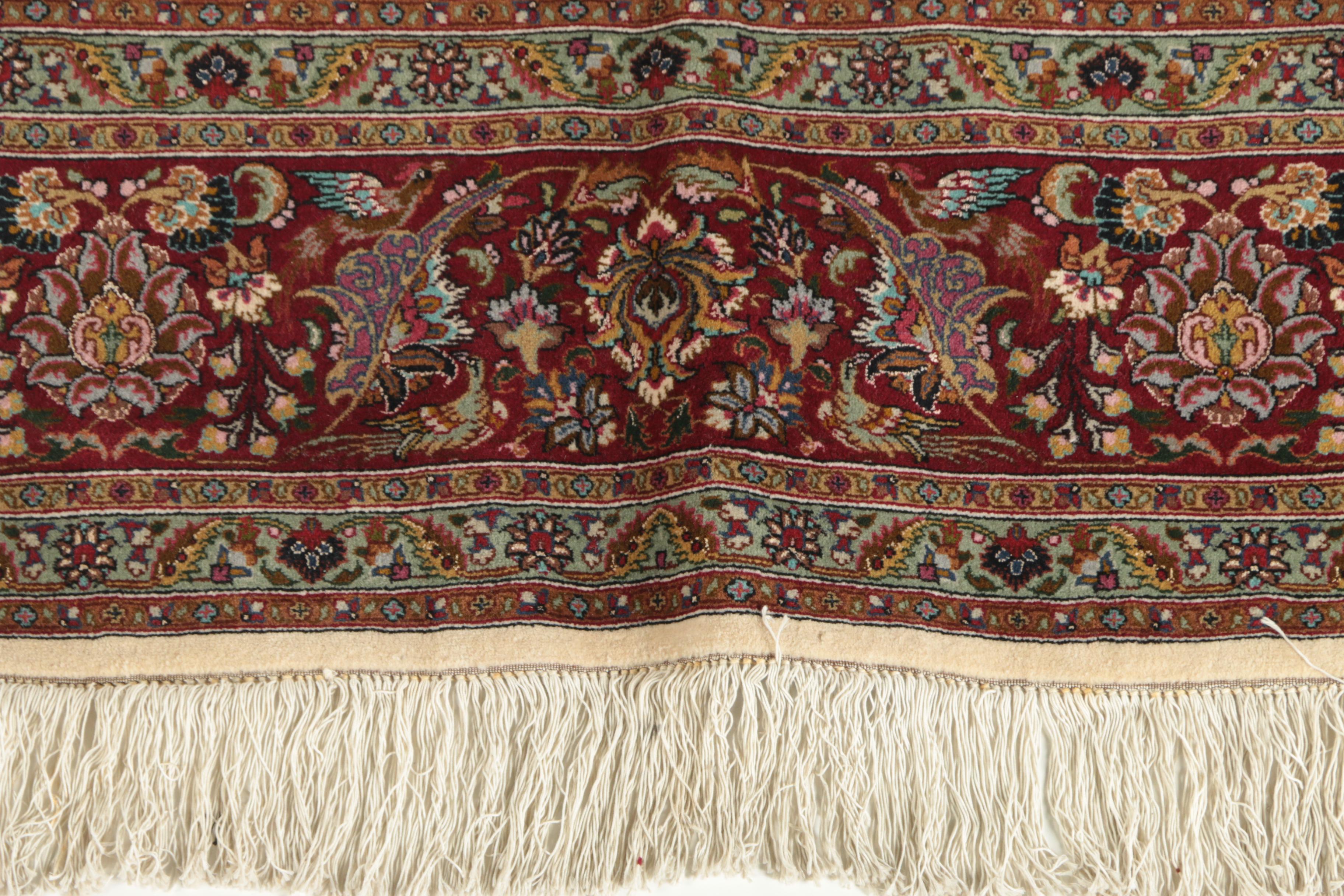 Finely Hand-Knotted Persian Nagsheh Tabriz Silk and Wool Area Rug
