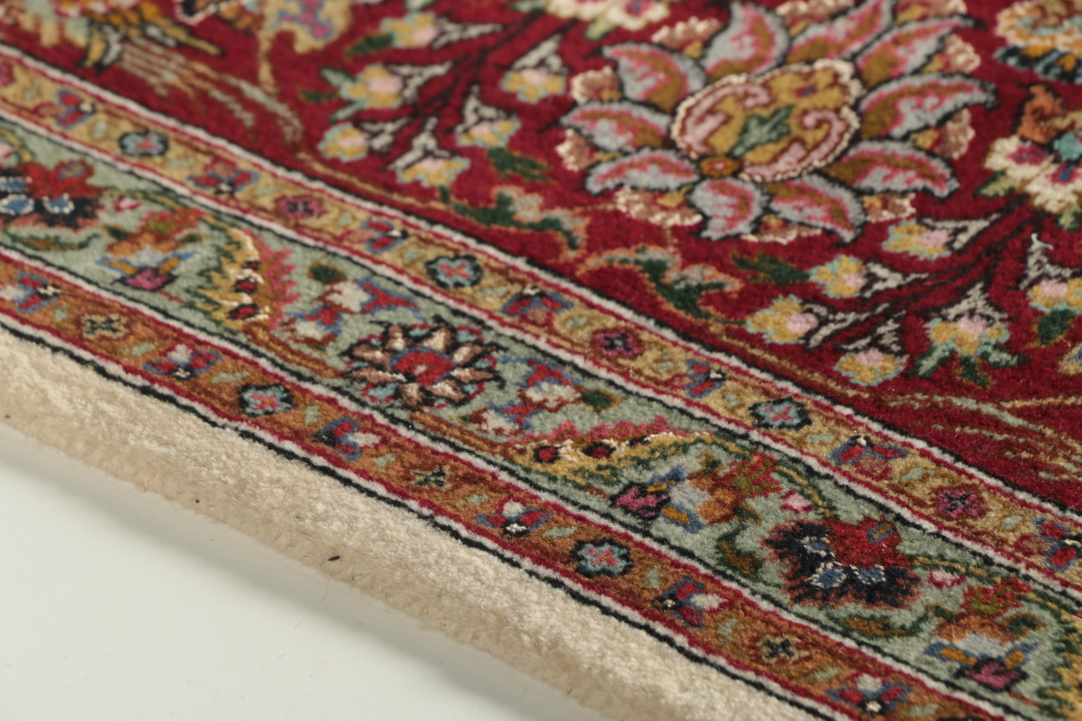 Finely Hand-Knotted Persian Nagsheh Tabriz Silk and Wool Area Rug