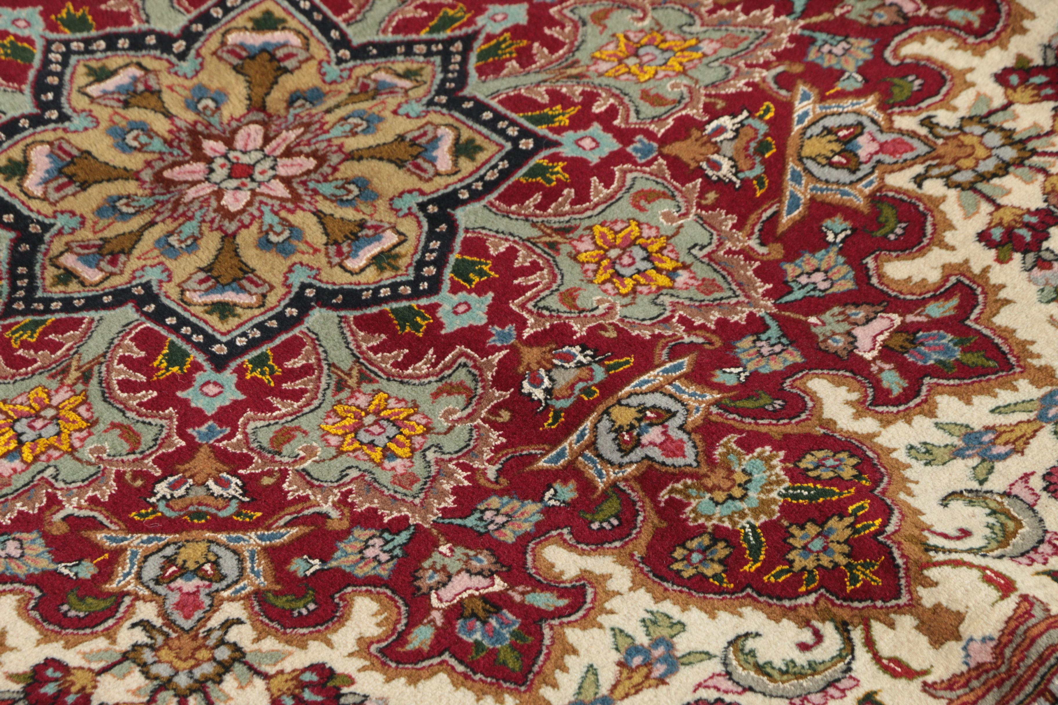 Finely Hand-Knotted Persian Nagsheh Tabriz Silk and Wool Area Rug