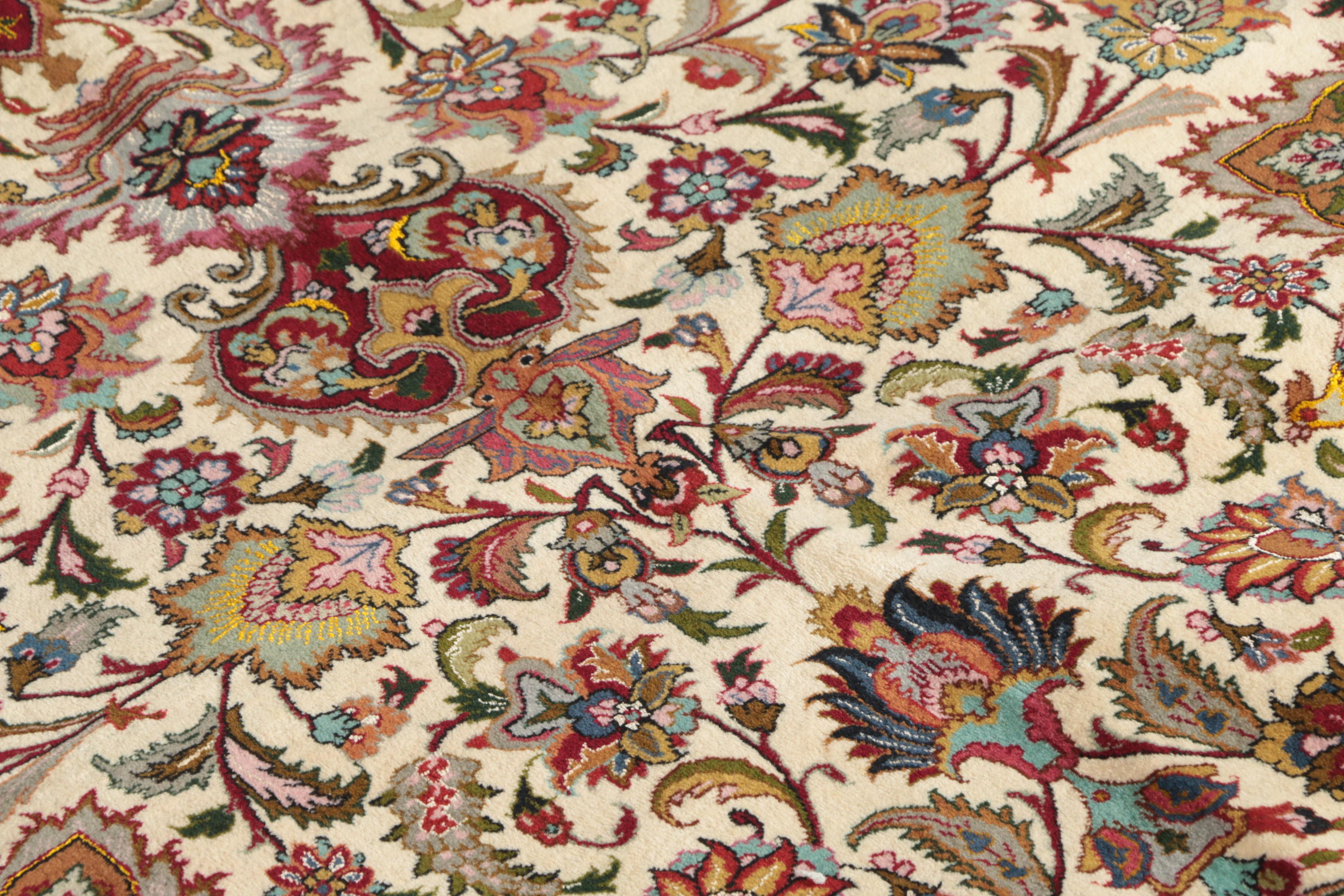 Finely Hand-Knotted Persian Nagsheh Tabriz Silk and Wool Area Rug