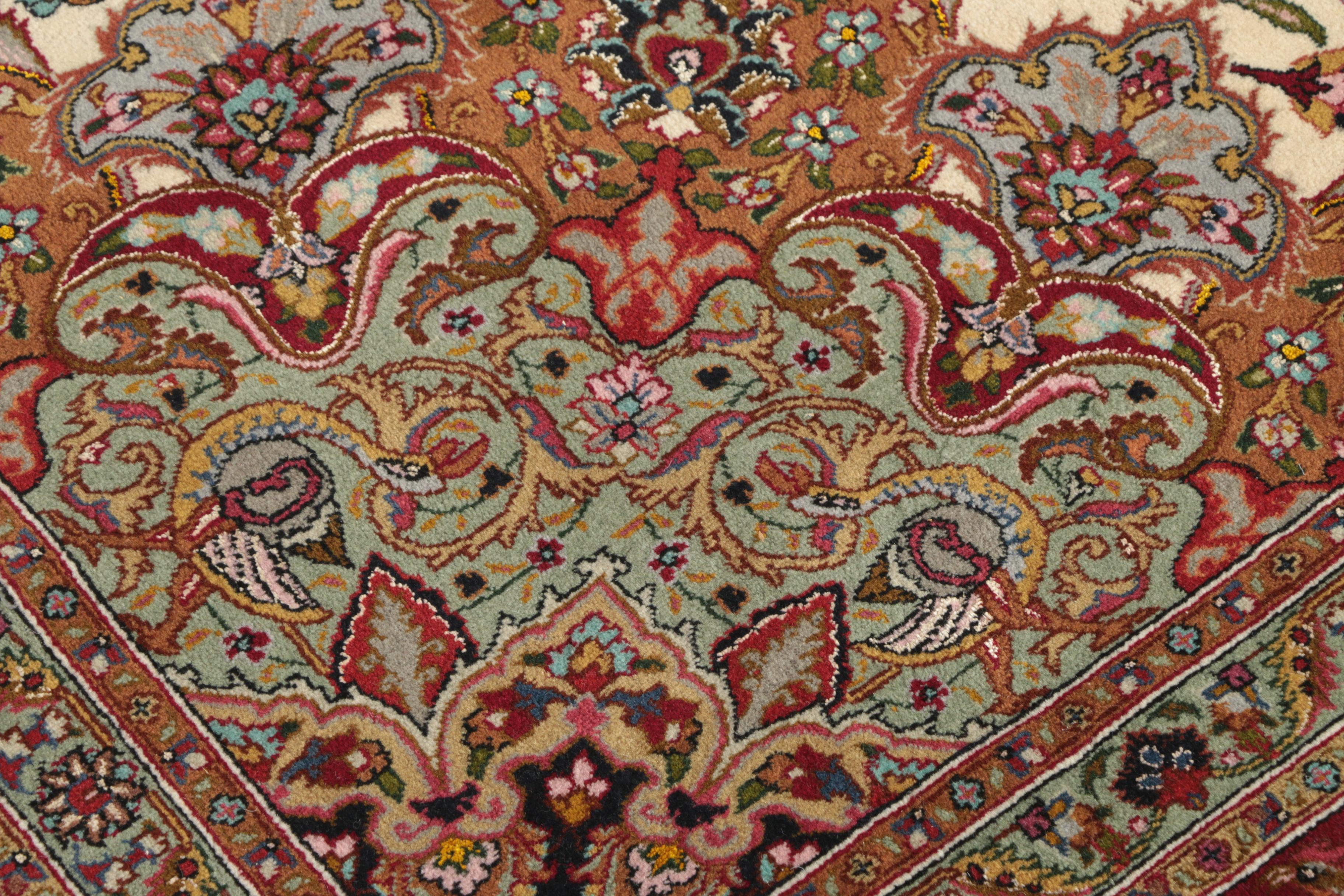 Finely Hand-Knotted Persian Nagsheh Tabriz Silk and Wool Area Rug