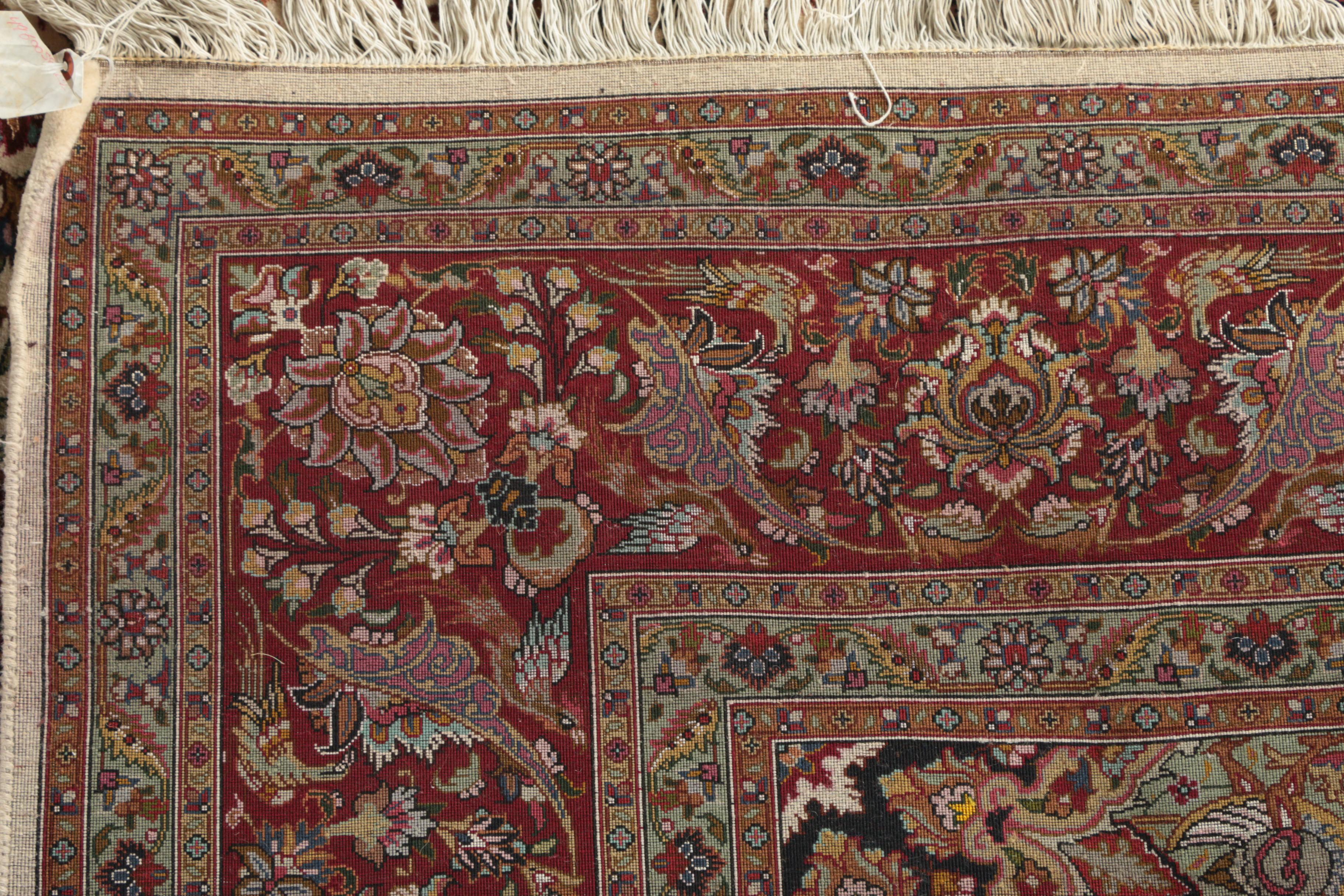 Finely Hand-Knotted Persian Nagsheh Tabriz Silk and Wool Area Rug