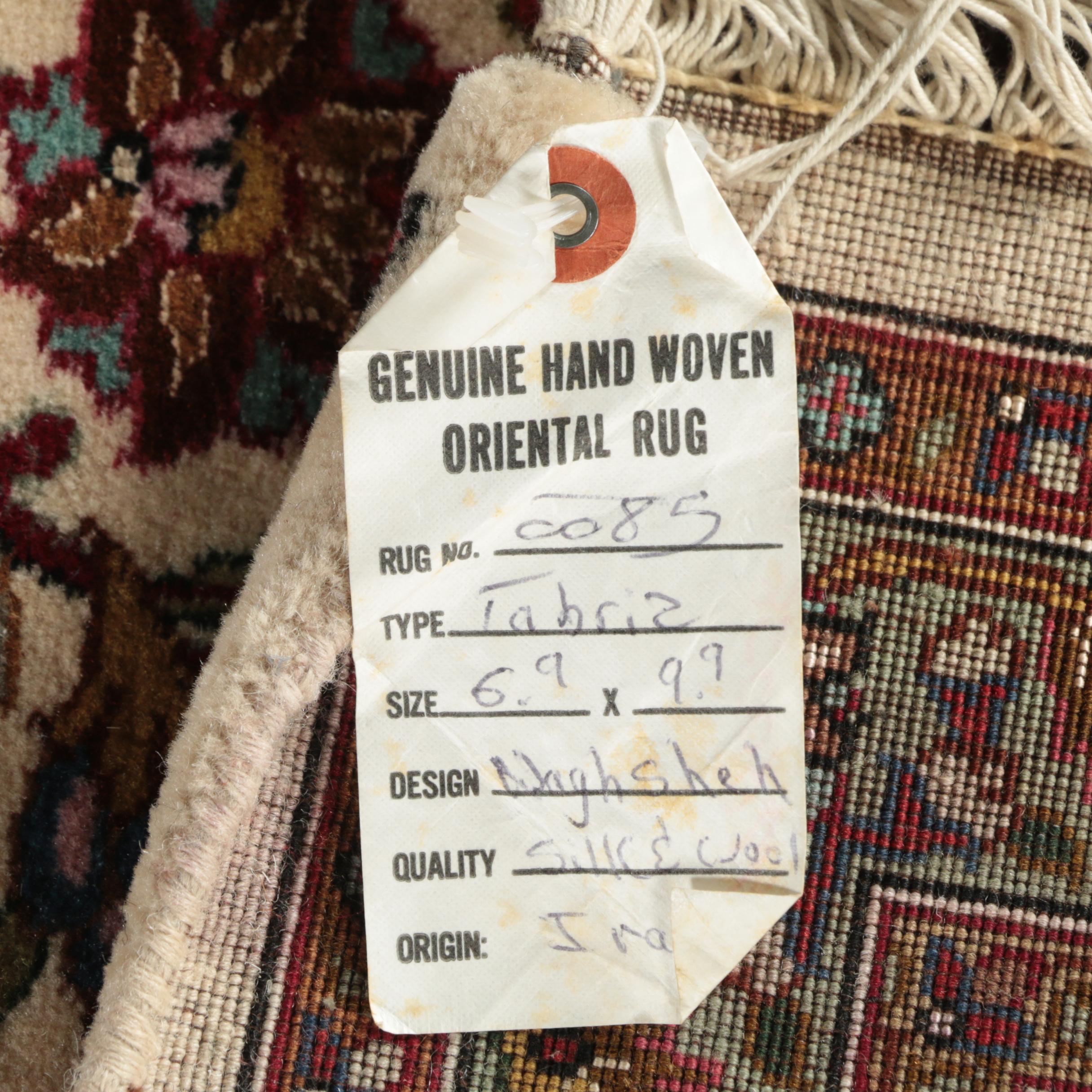 Finely Hand-Knotted Persian Nagsheh Tabriz Silk and Wool Area Rug