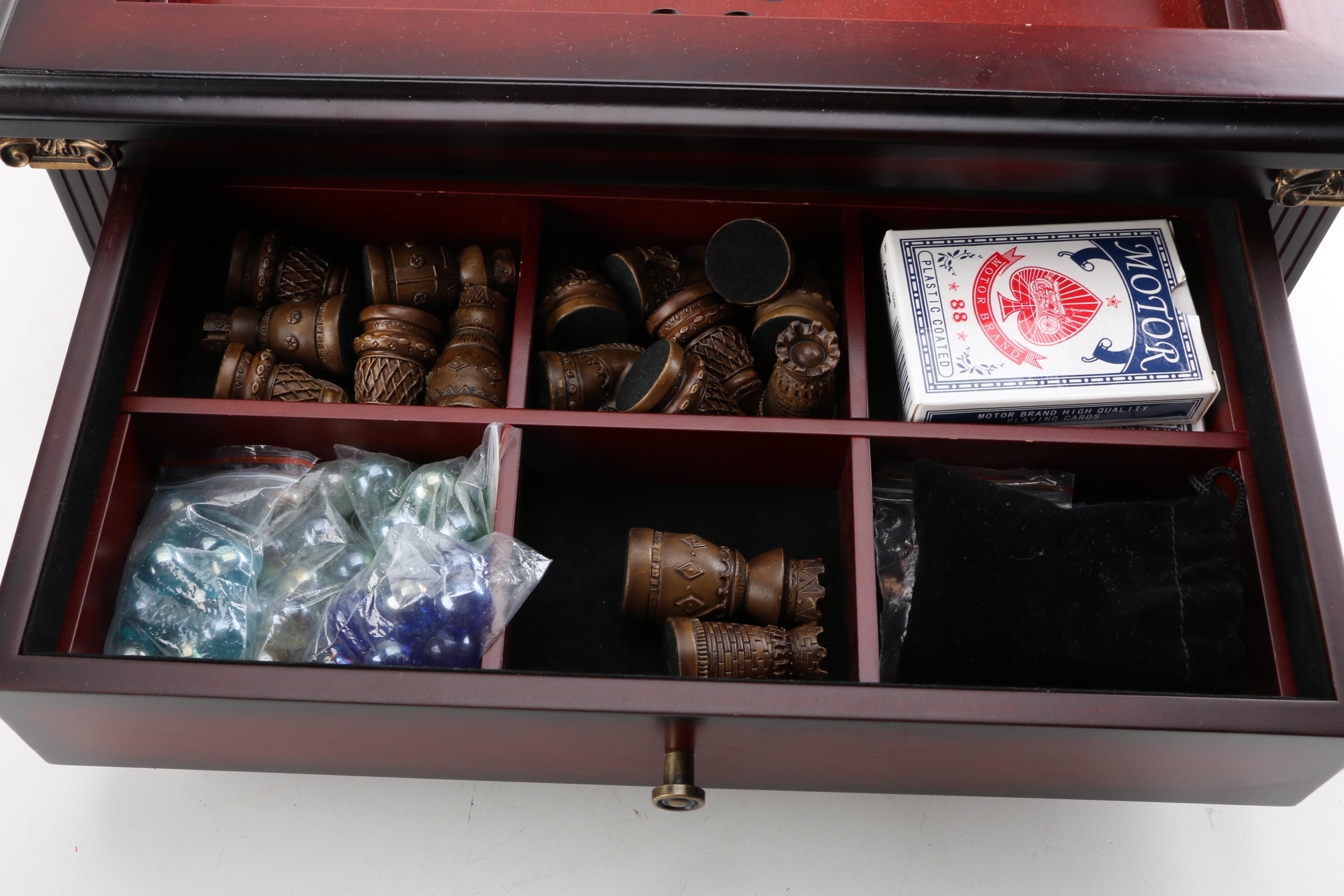 Chinese Checkers Wooden Game Cabinet with Pieces