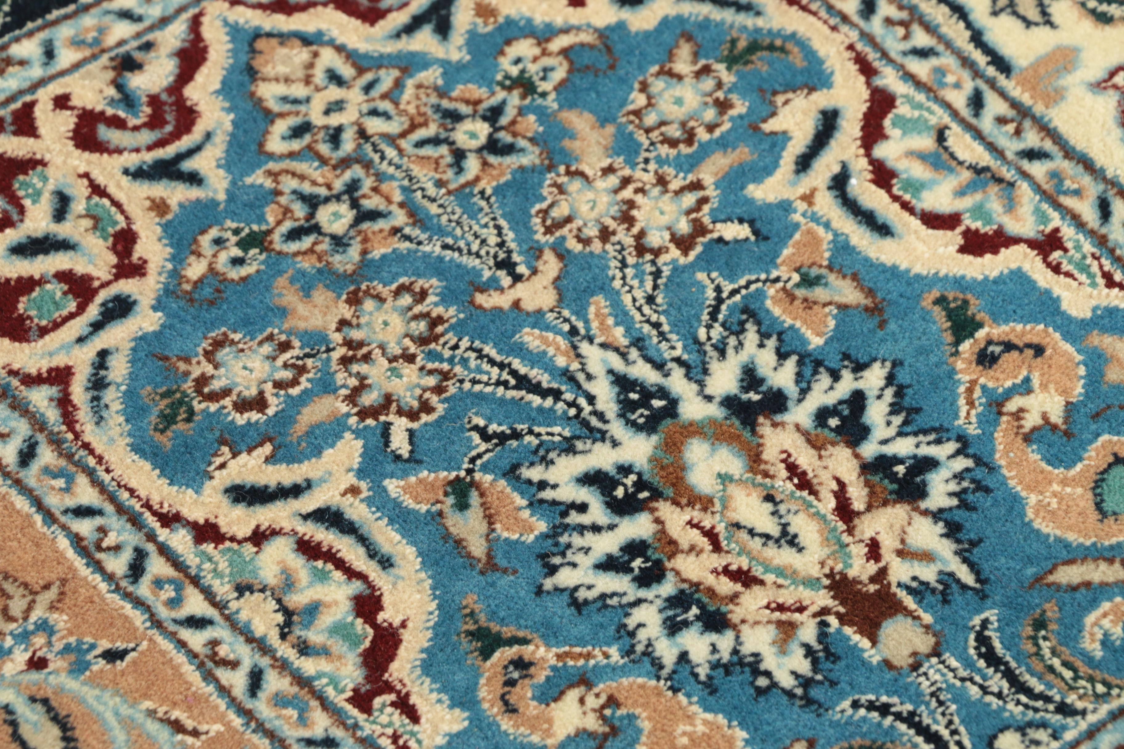 Hand-Knotted Inscribed Persian Qum Garden Panel Wool and Silk Area Rug