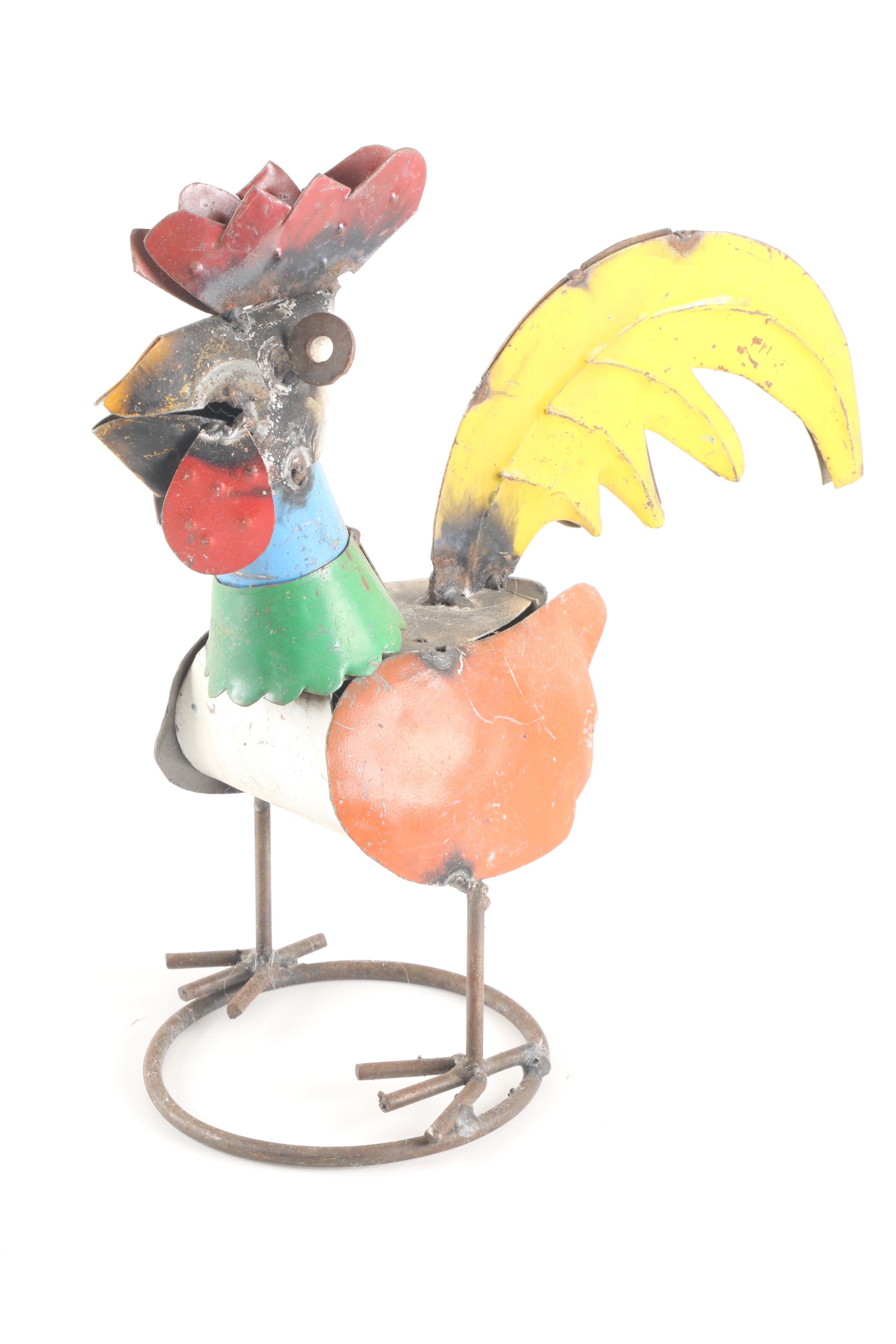 Metal Rooster Garden Sculptures