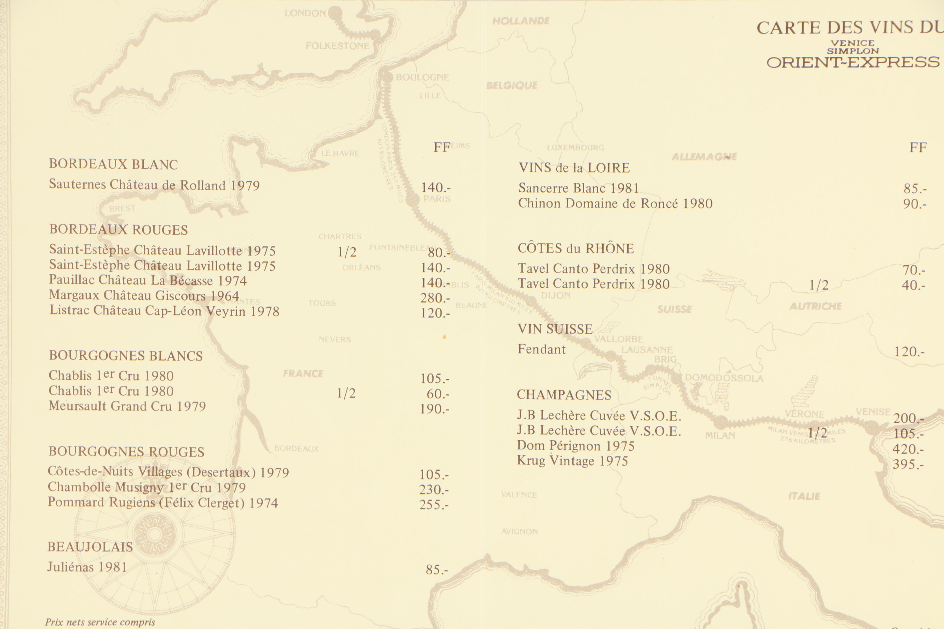 Lithograph Print of Venice Simplon Orient-Express Menu