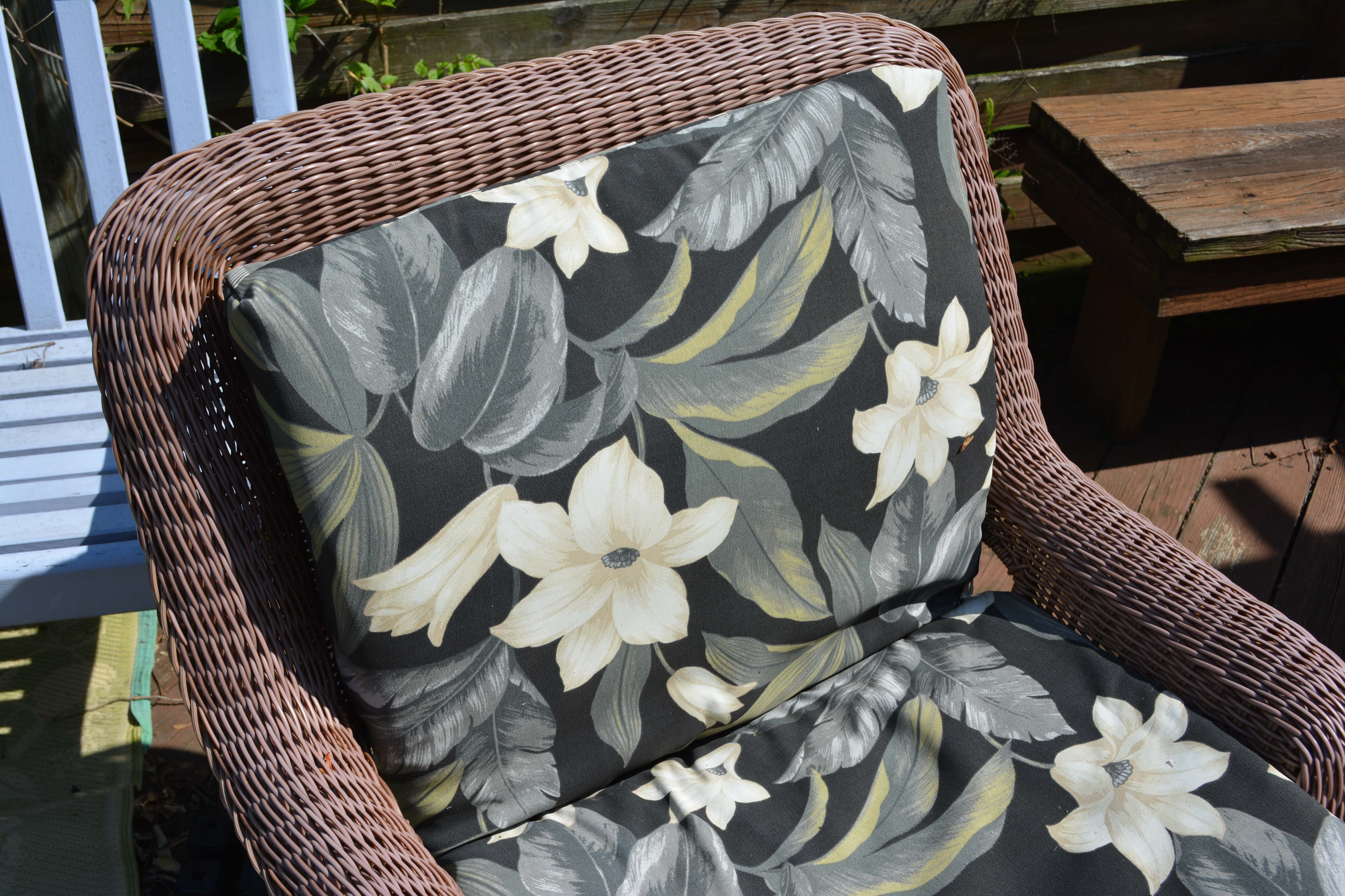 Wicker Patio Chaise Lounge with Hampton Bay Cushions