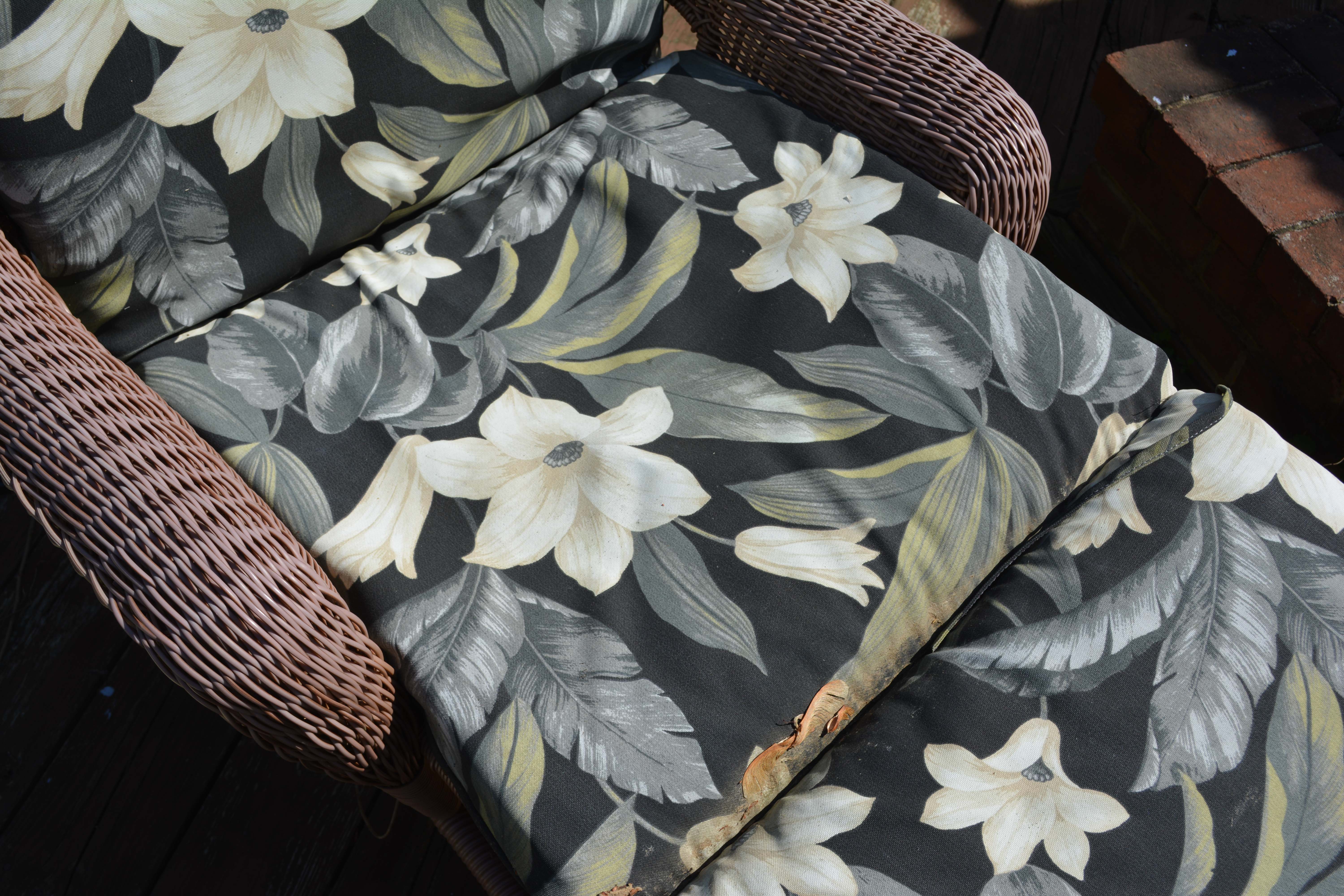 Wicker Patio Chaise Lounge with Hampton Bay Cushions