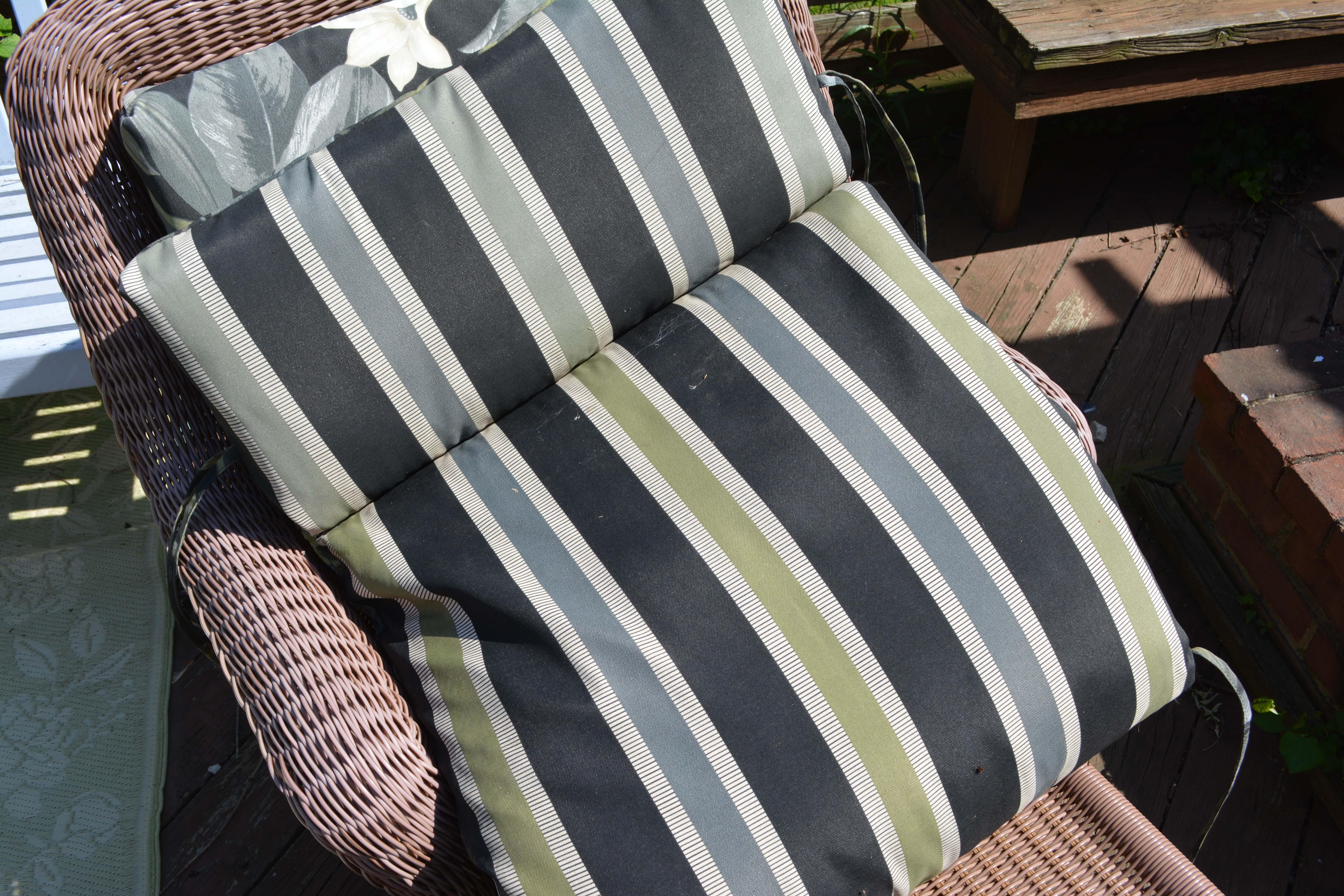 Wicker Patio Chaise Lounge with Hampton Bay Cushions