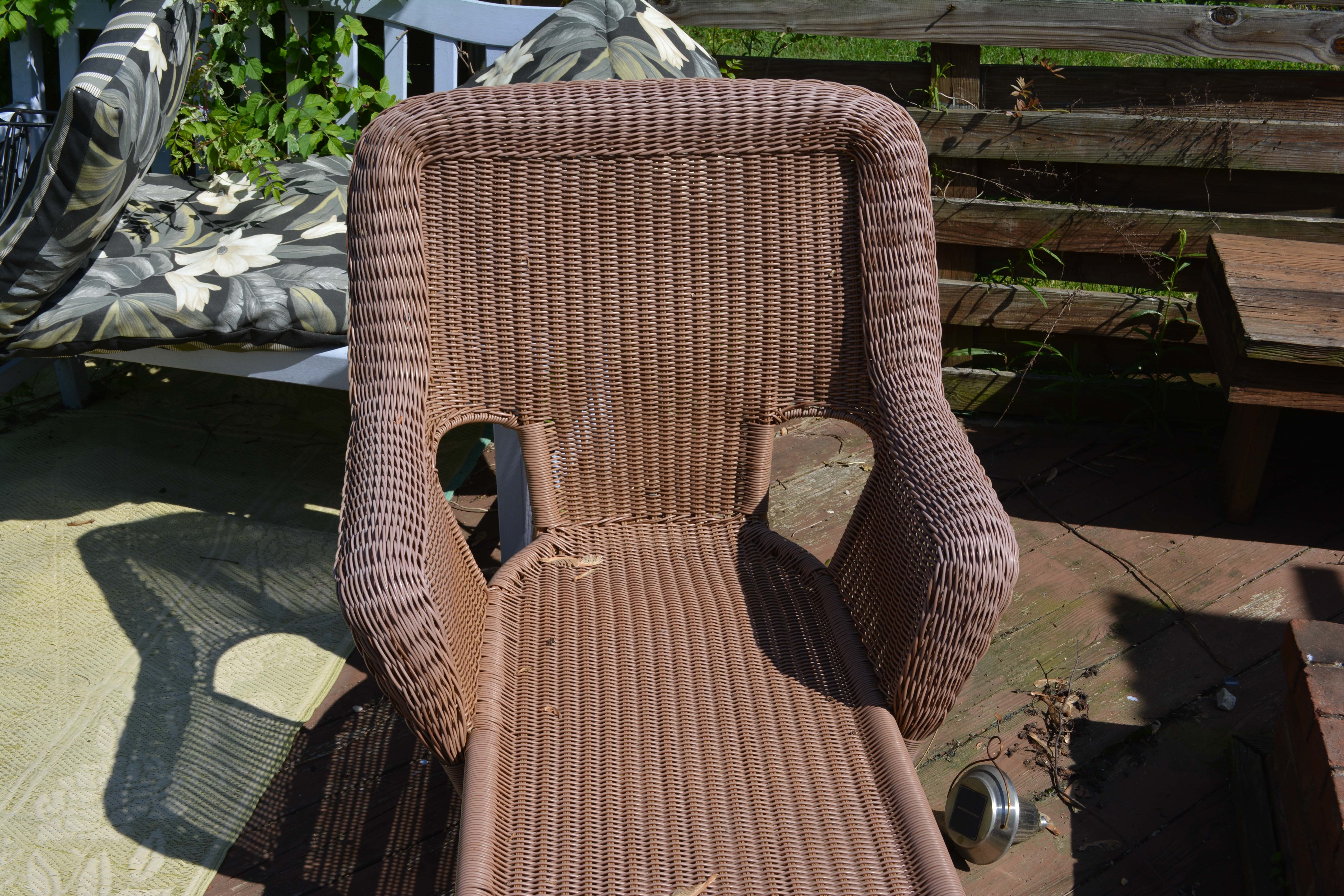 Wicker Patio Chaise Lounge with Hampton Bay Cushions