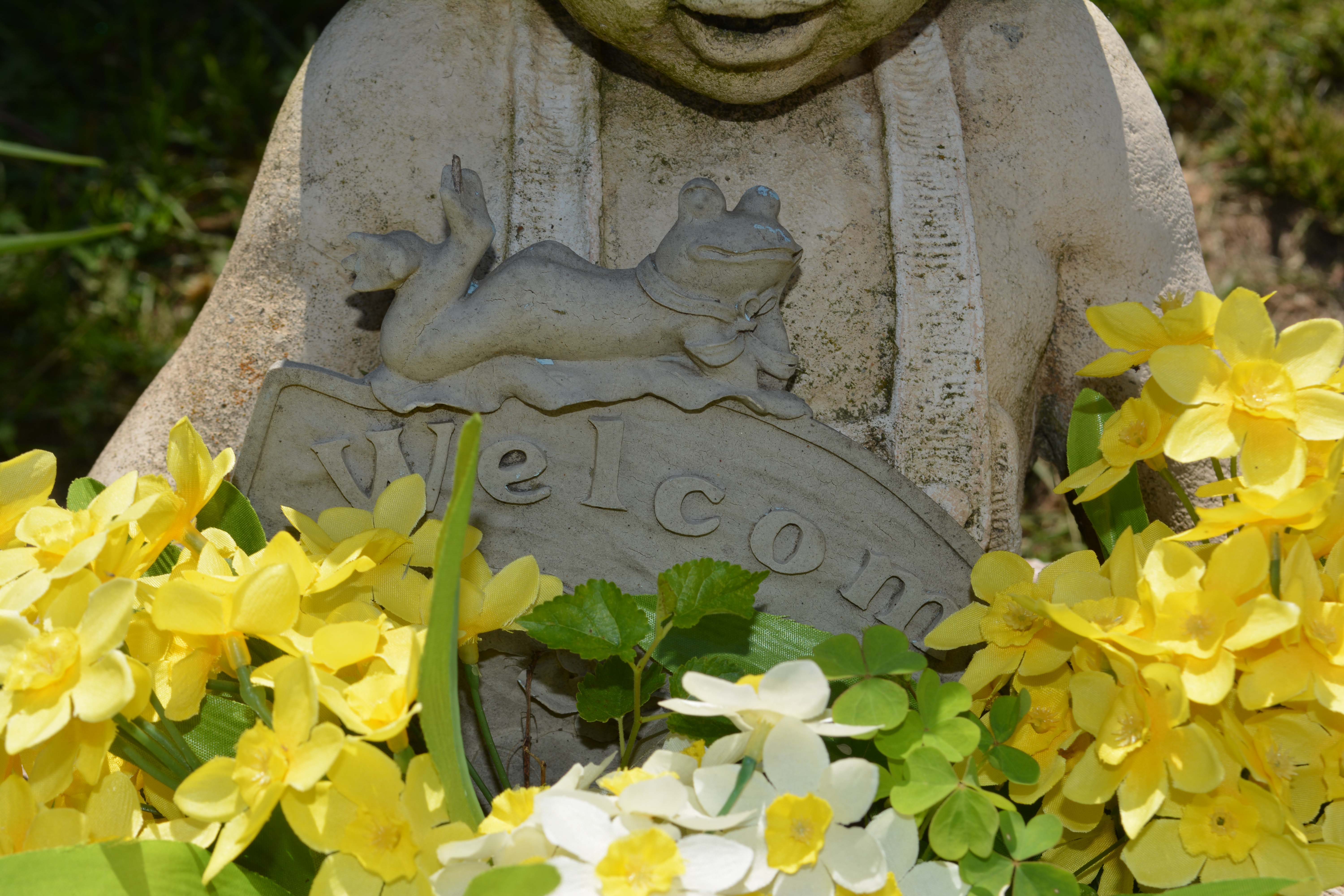 Concrete Outdoor Girl Sculpture With Basket Planter