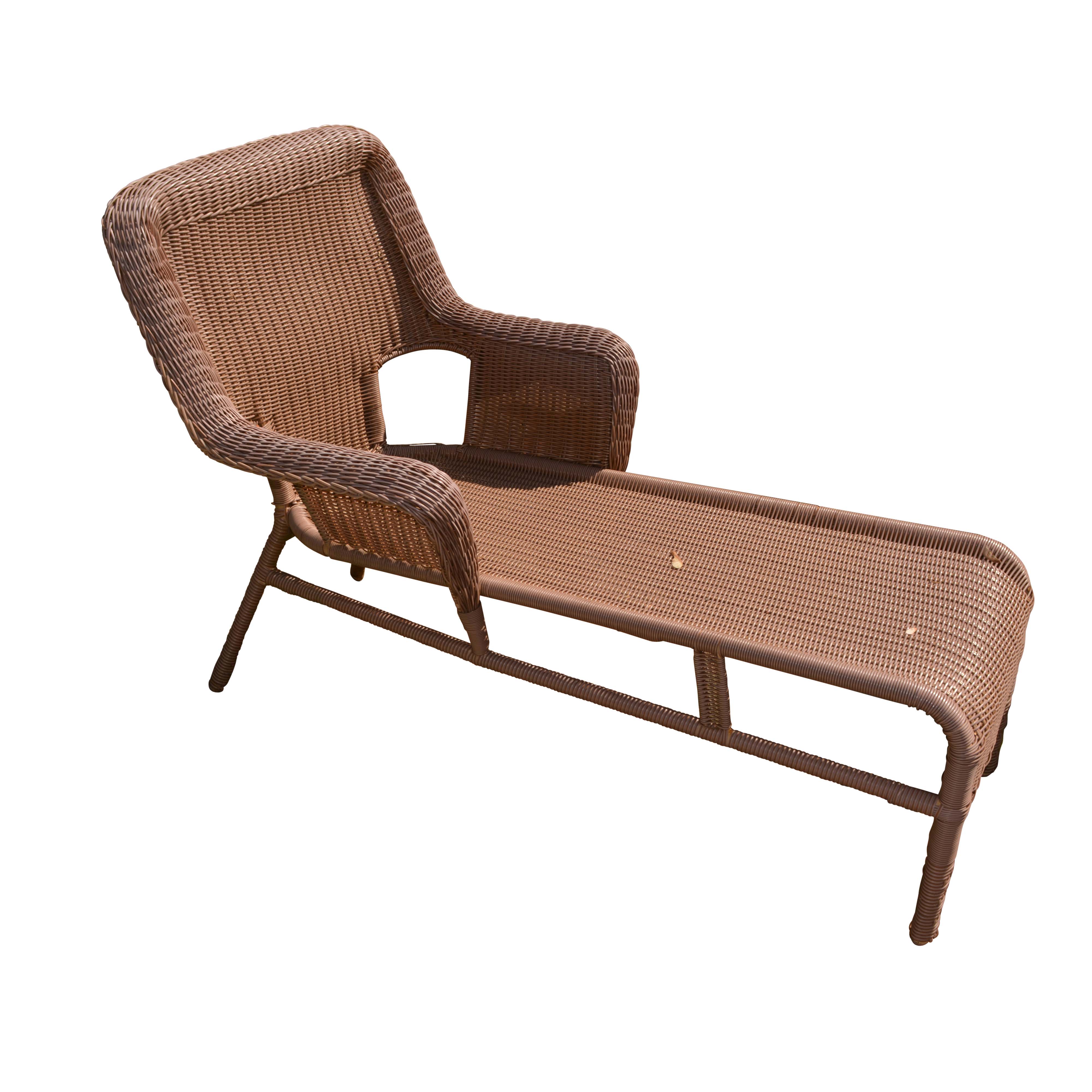 Wicker Patio Chaise Lounge with Hampton Bay Cushions