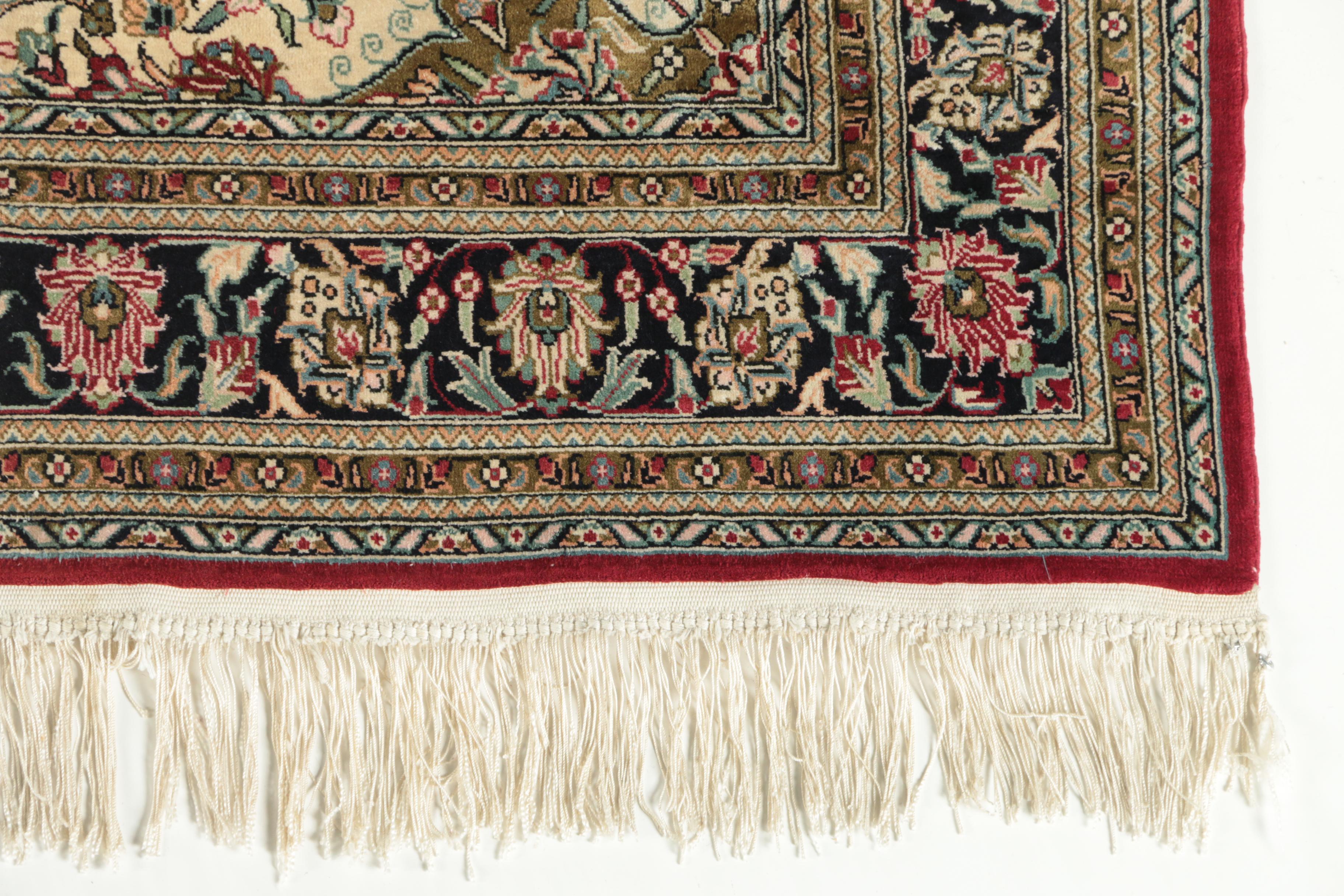 Hand-Knotted Sino-Persian Wool and Silk Area Rug
