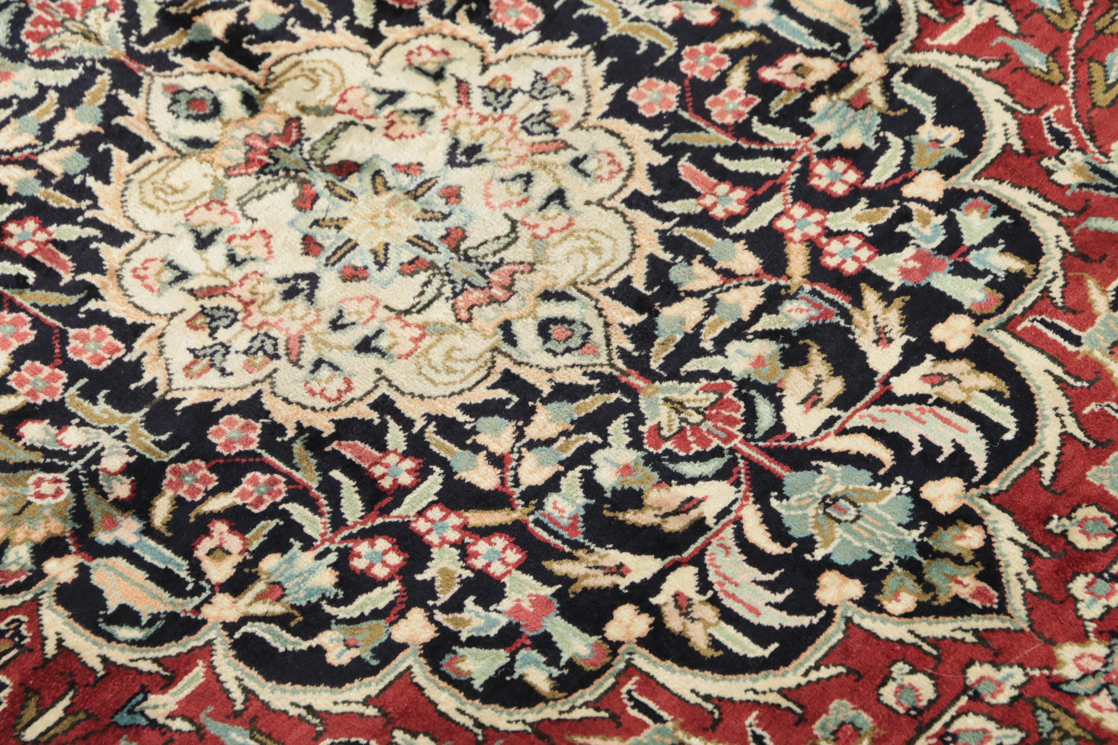 Hand-Knotted Sino-Persian Wool and Silk Area Rug