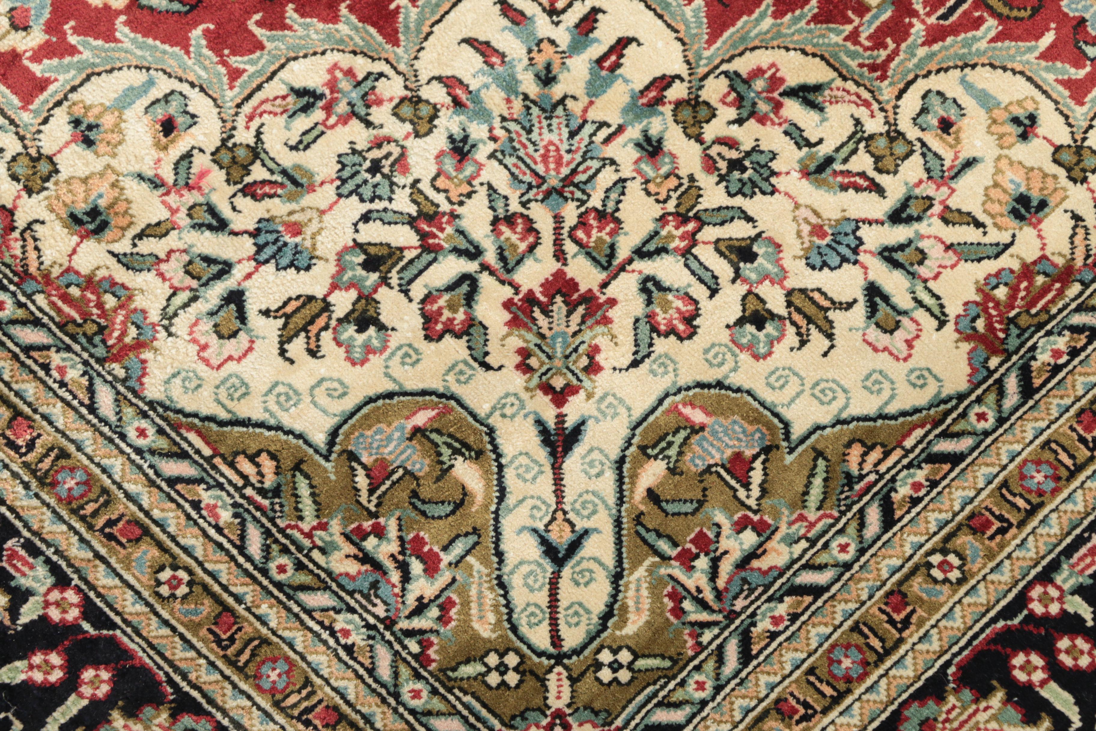 Hand-Knotted Sino-Persian Wool and Silk Area Rug