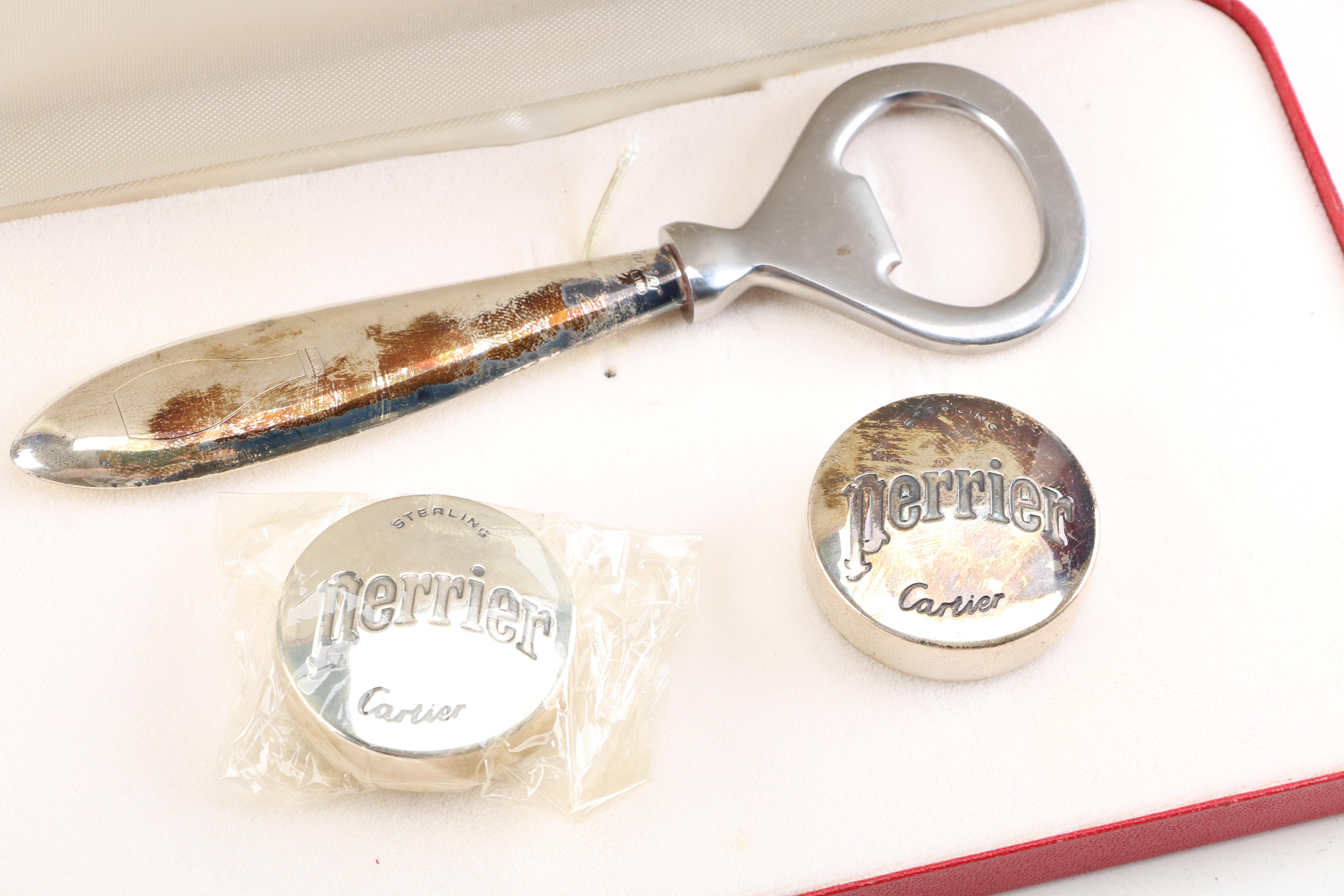 Cartier Sterling Bottle Opener Set for Perrier