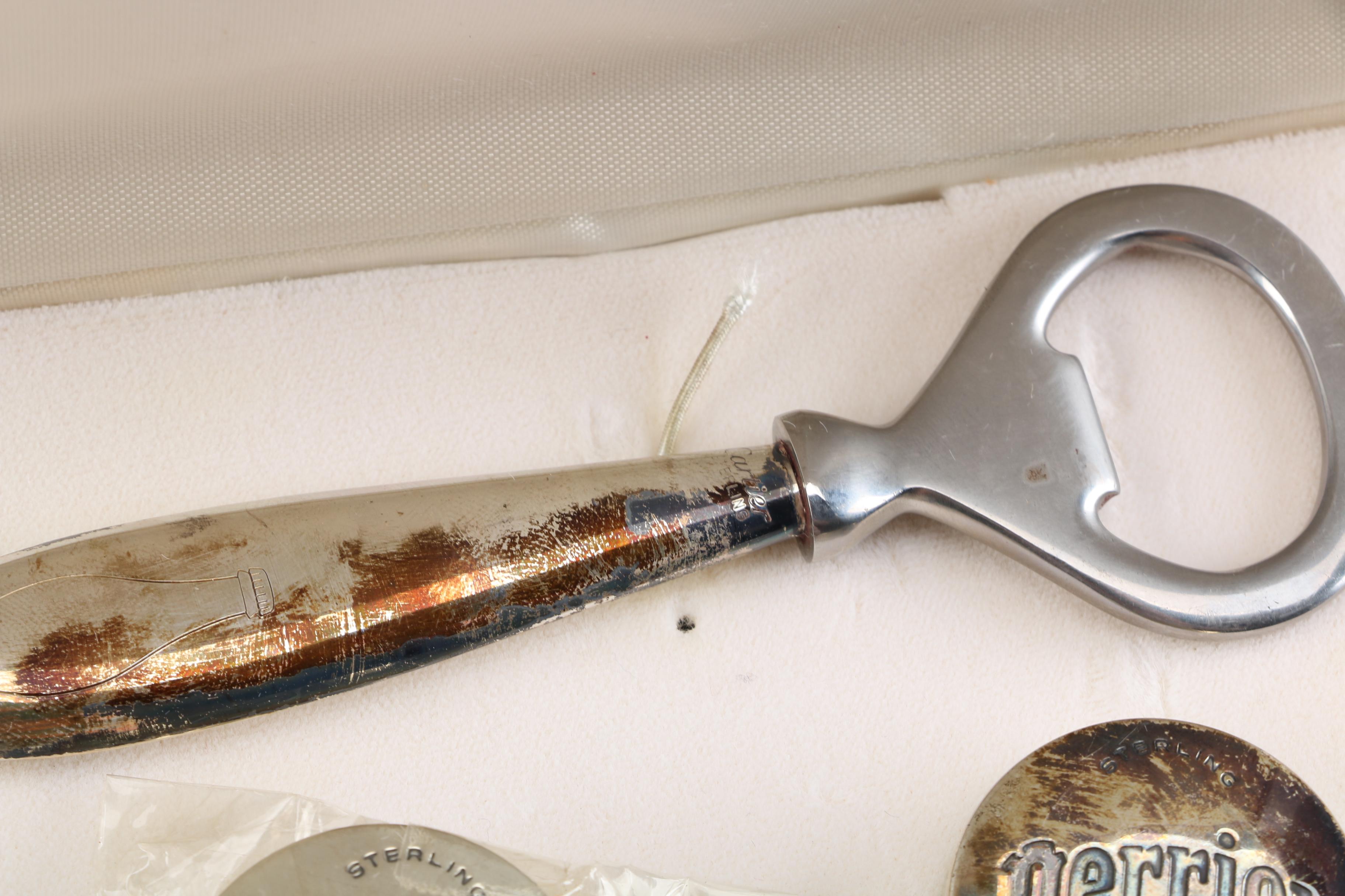 Cartier Sterling Bottle Opener Set for Perrier