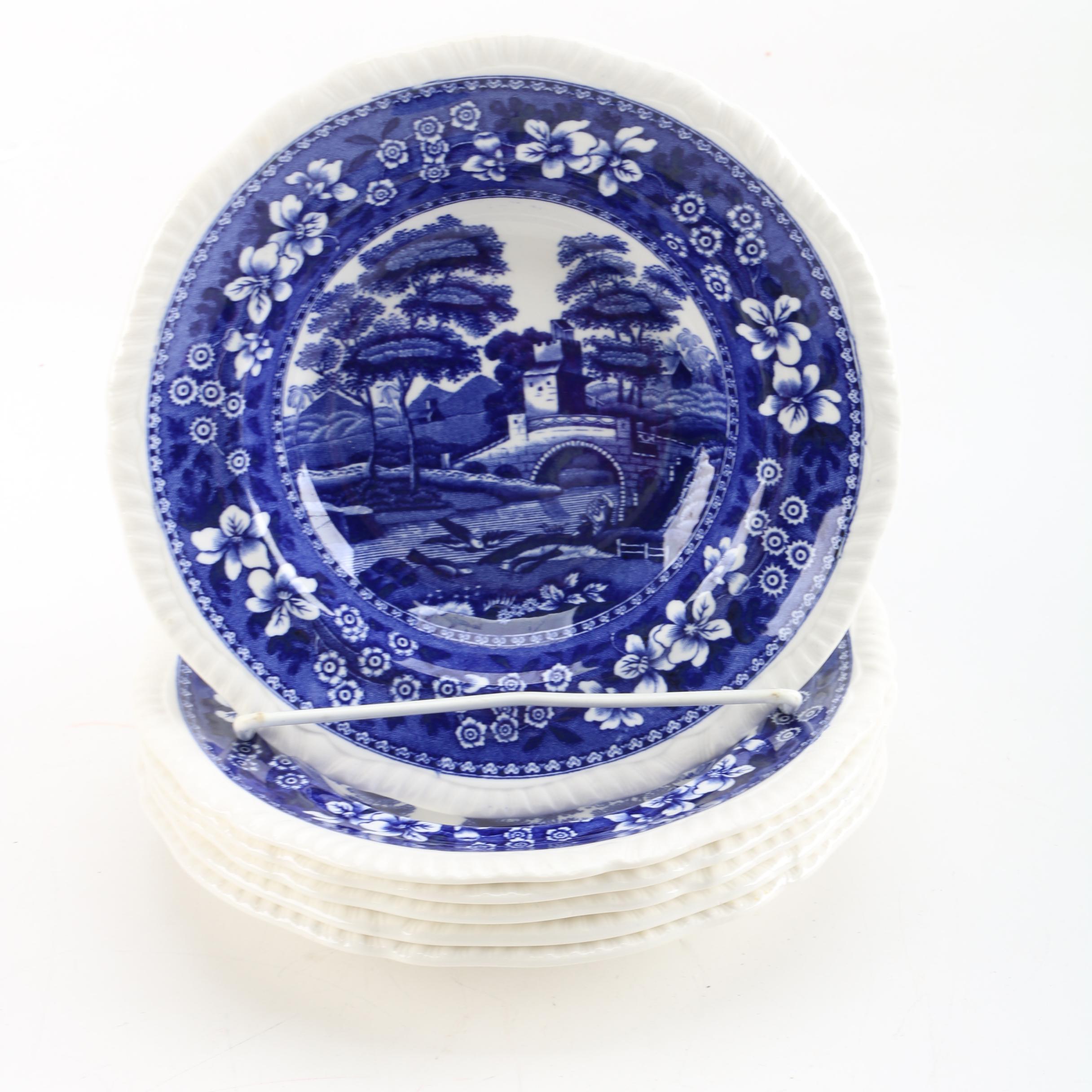 1930's Copeland "Spode's Tower" Ceramic Soup Bowls