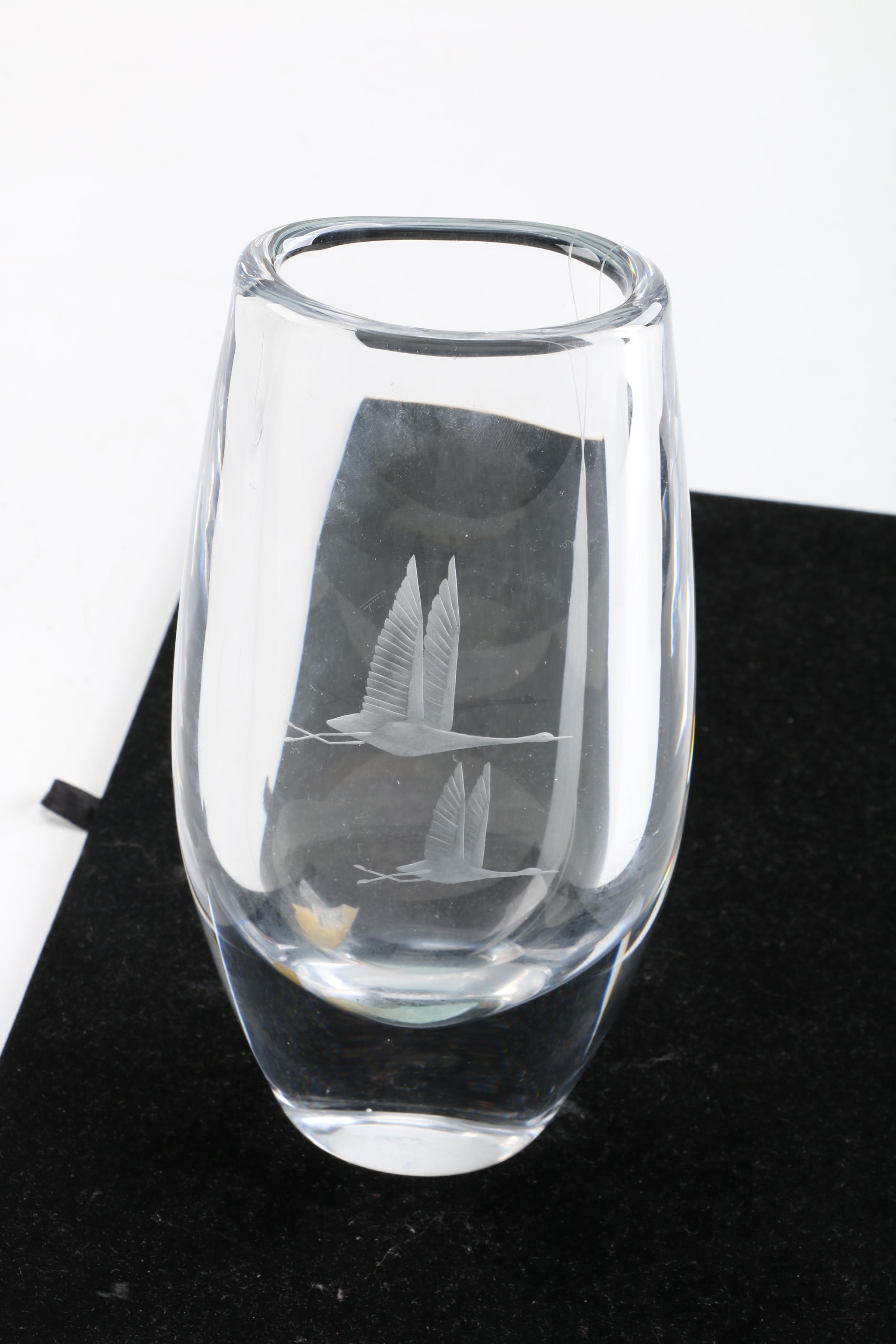 Vintage Orrefors Crystal Vase "Wish to the Moon" by Edvin Öhrström