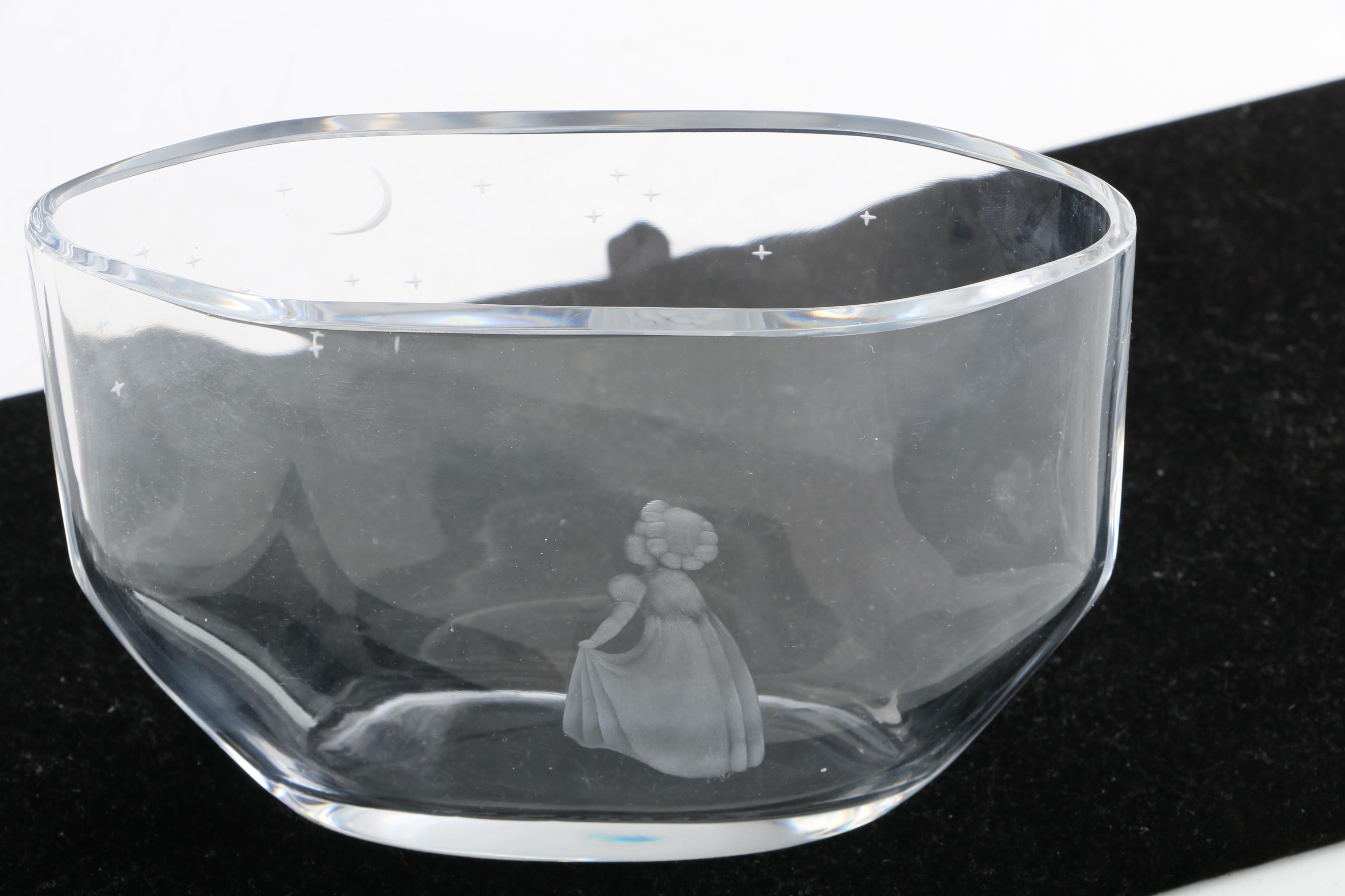 Vintage Orrefors Crystal Vase "Wish to the Moon" by Edvin Öhrström