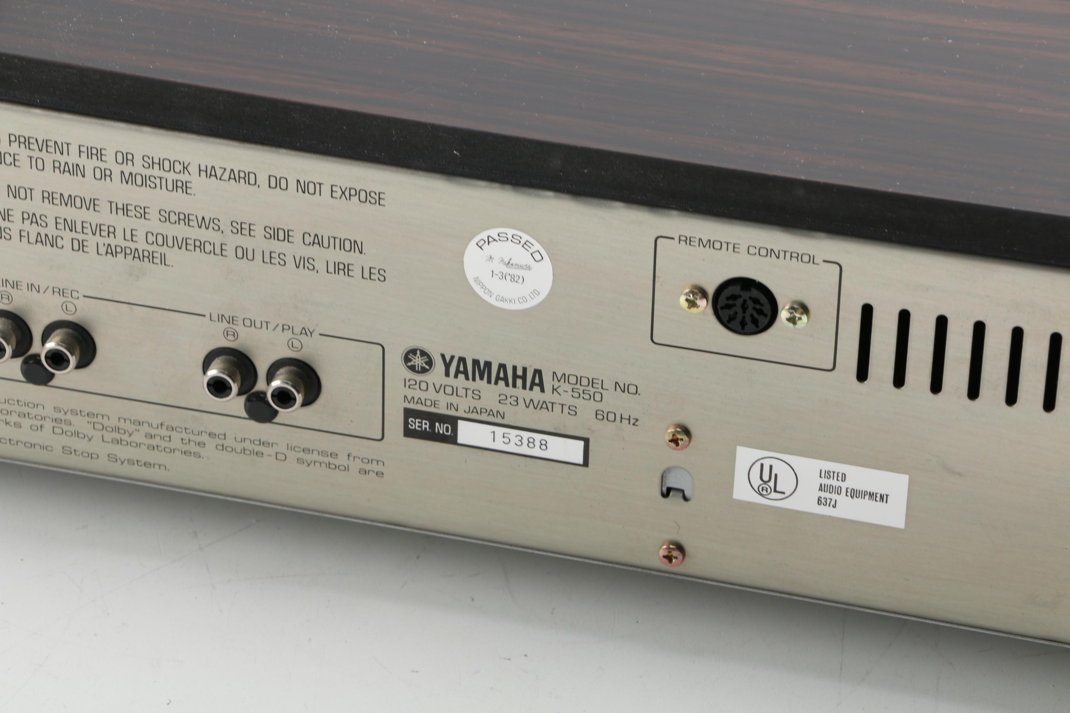 Vintage Yamaha K-550 Natural Sound Stereo Cassette Deck