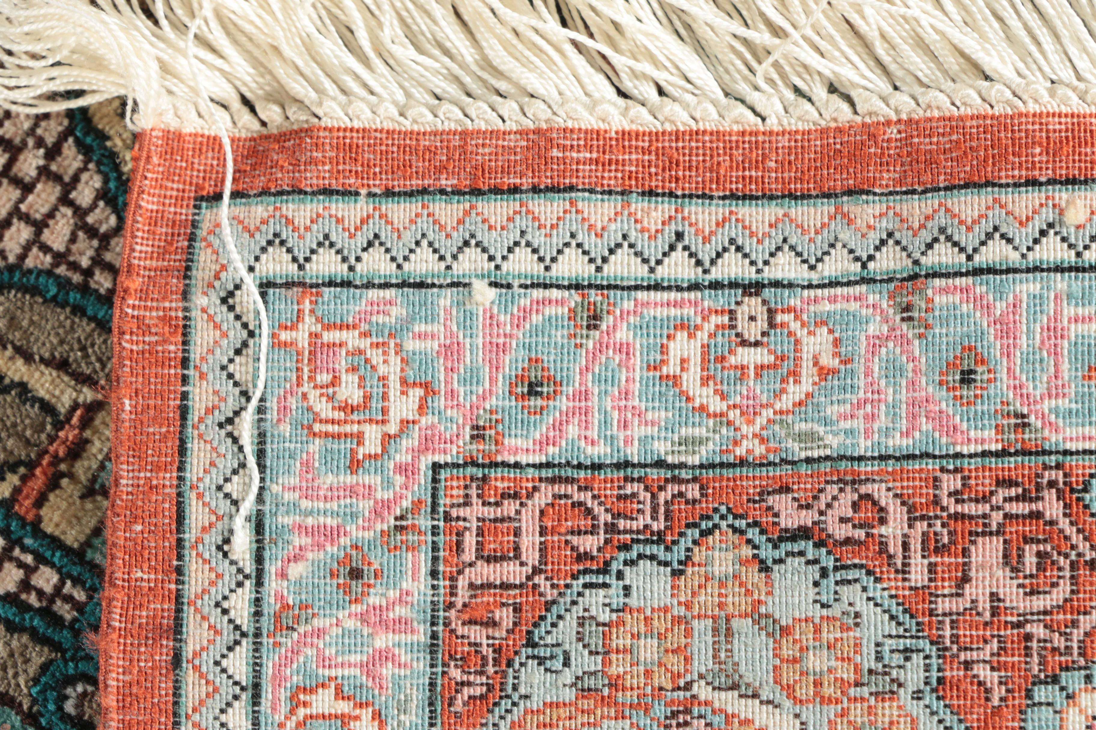 Finely Hand-Knotted Sino-Persian Silk Pictorial Garden Rug