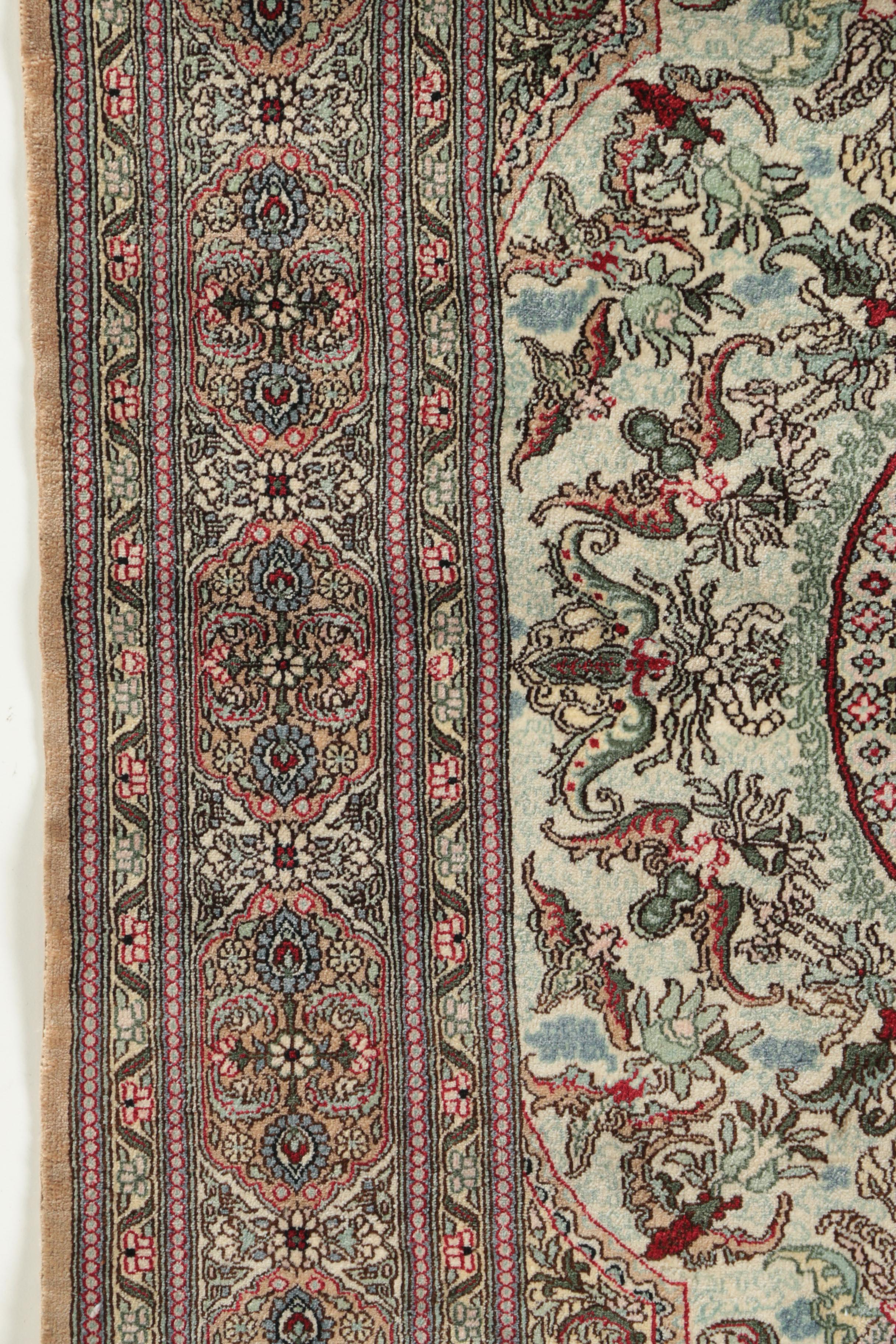Hand-Knotted Chinese Silk Accent Rug