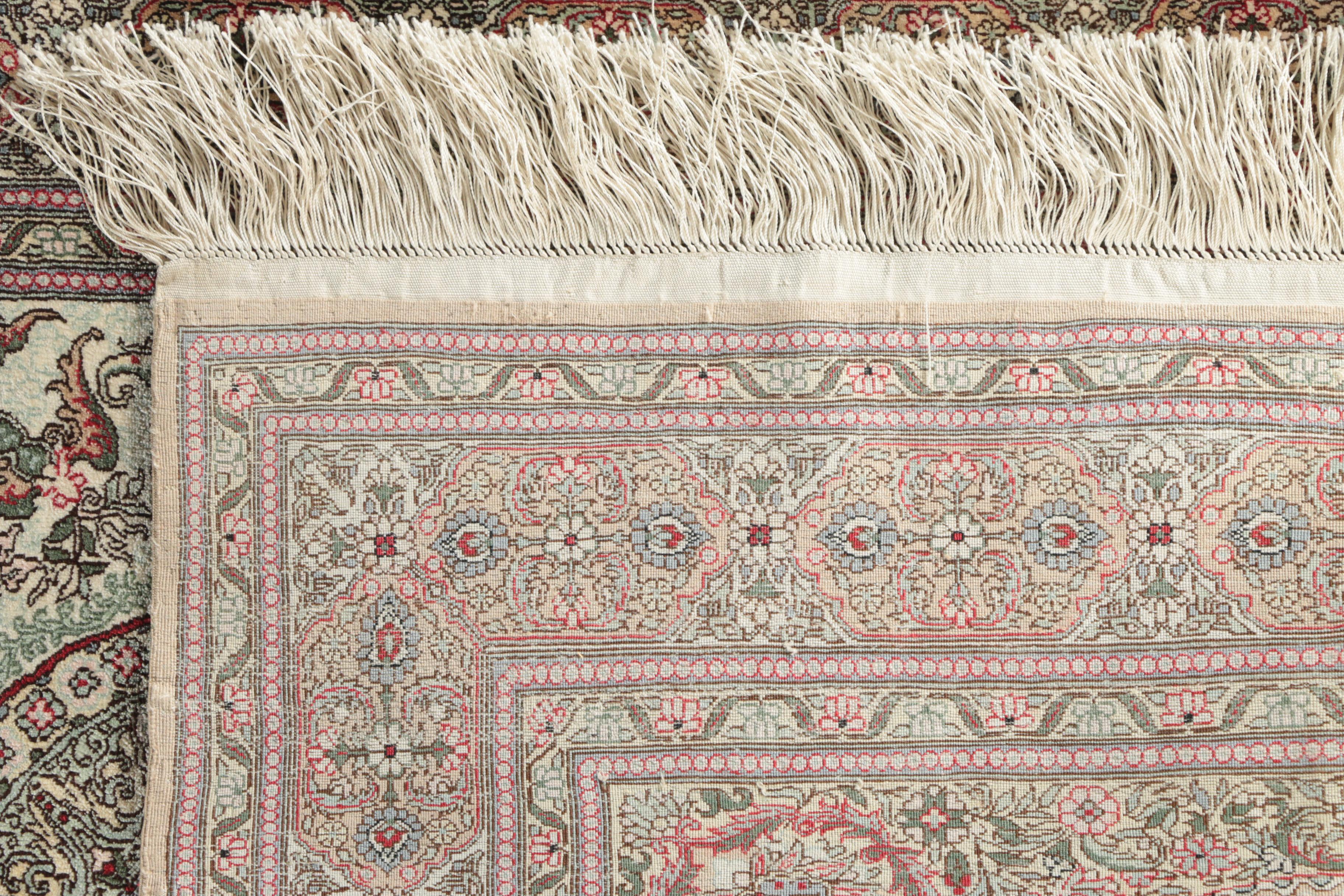 Hand-Knotted Chinese Silk Accent Rug