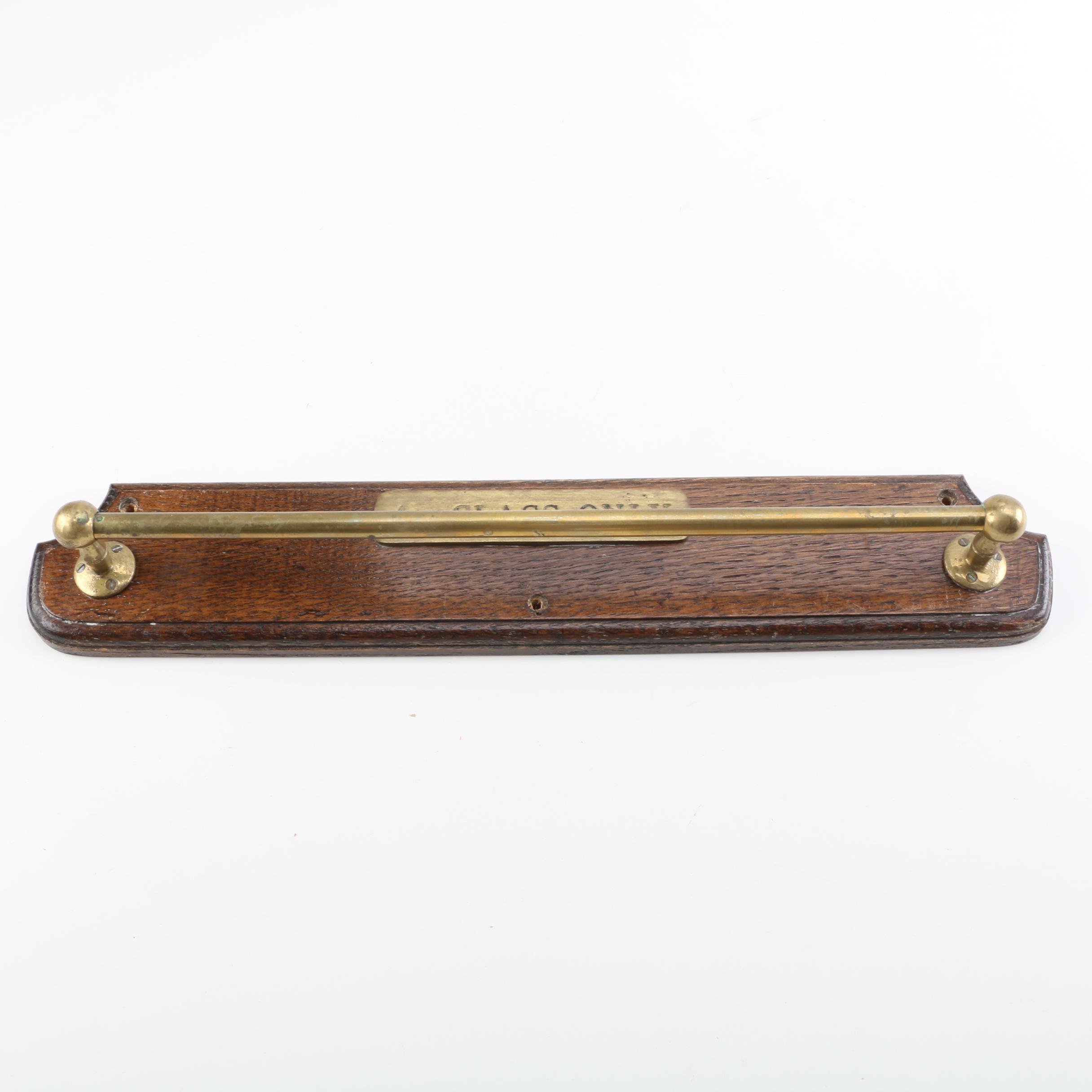 "1st Class Only" Wood and Brass Towel Rack