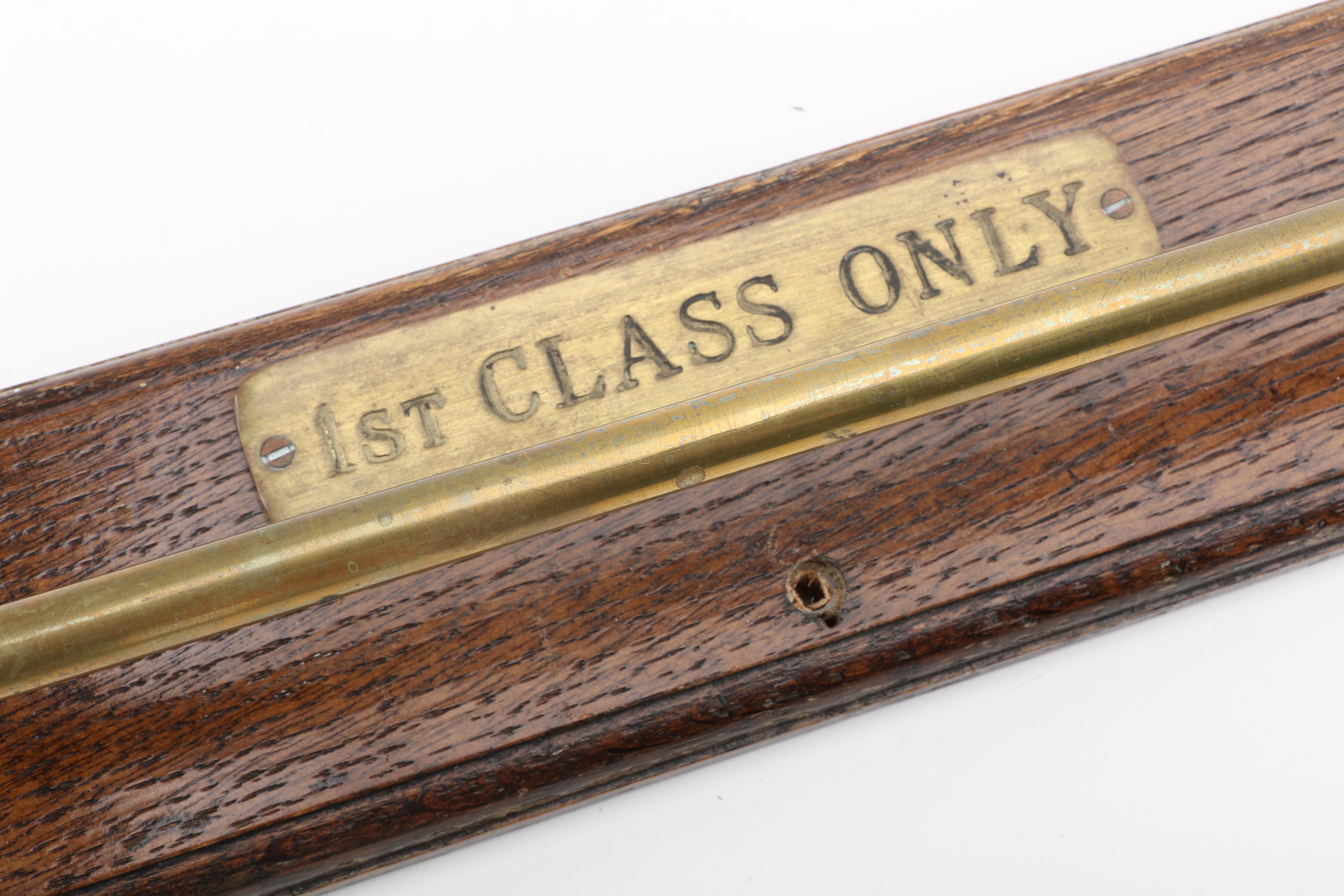 "1st Class Only" Wood and Brass Towel Rack