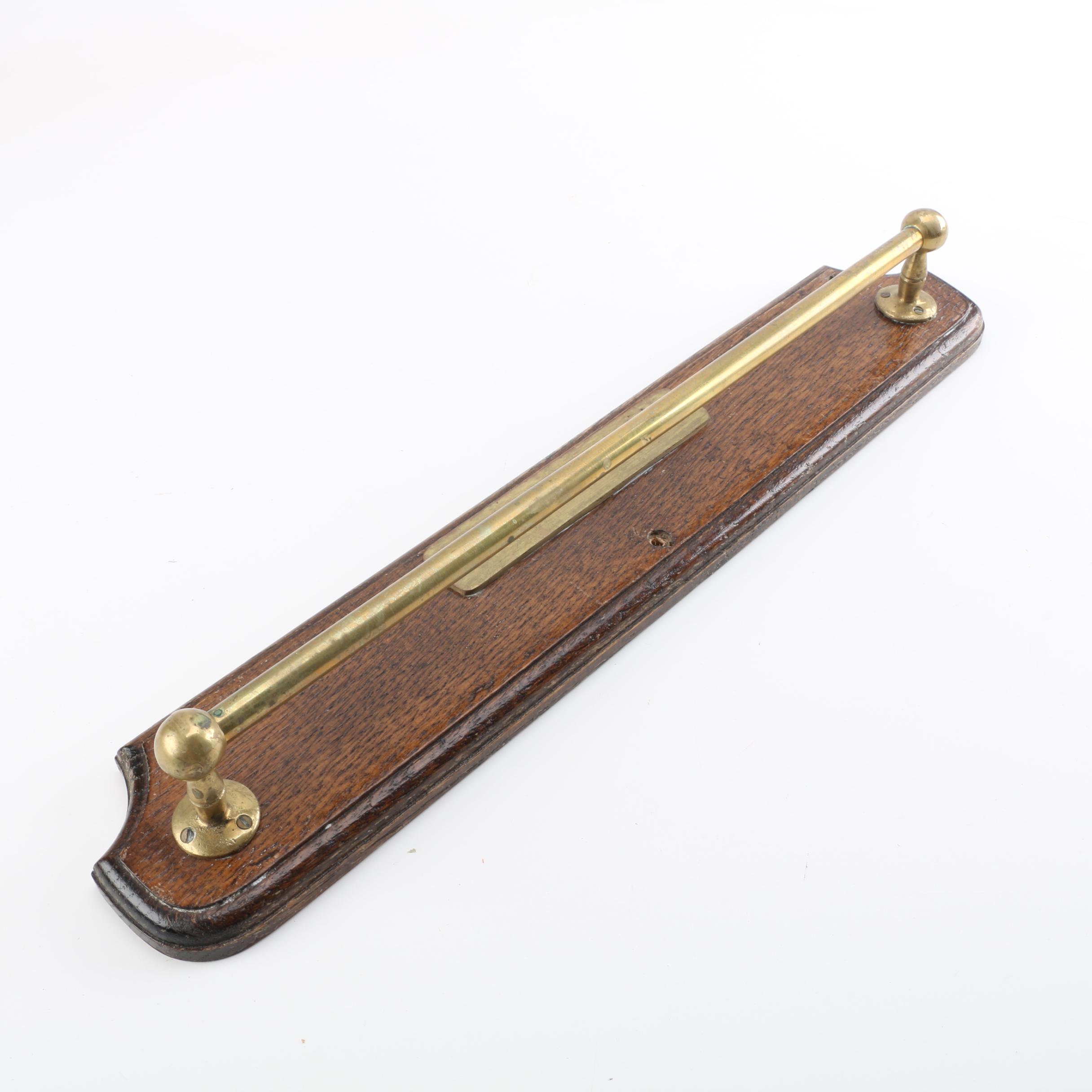 "1st Class Only" Wood and Brass Towel Rack