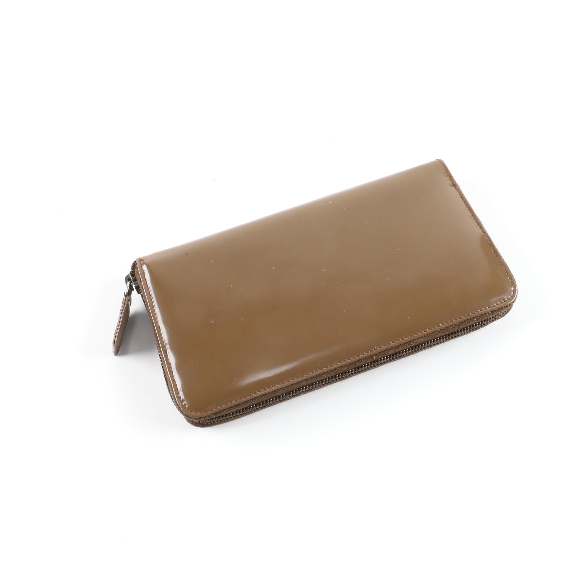 Prada Milano Olive Brown Leather Zip-Around Wallet