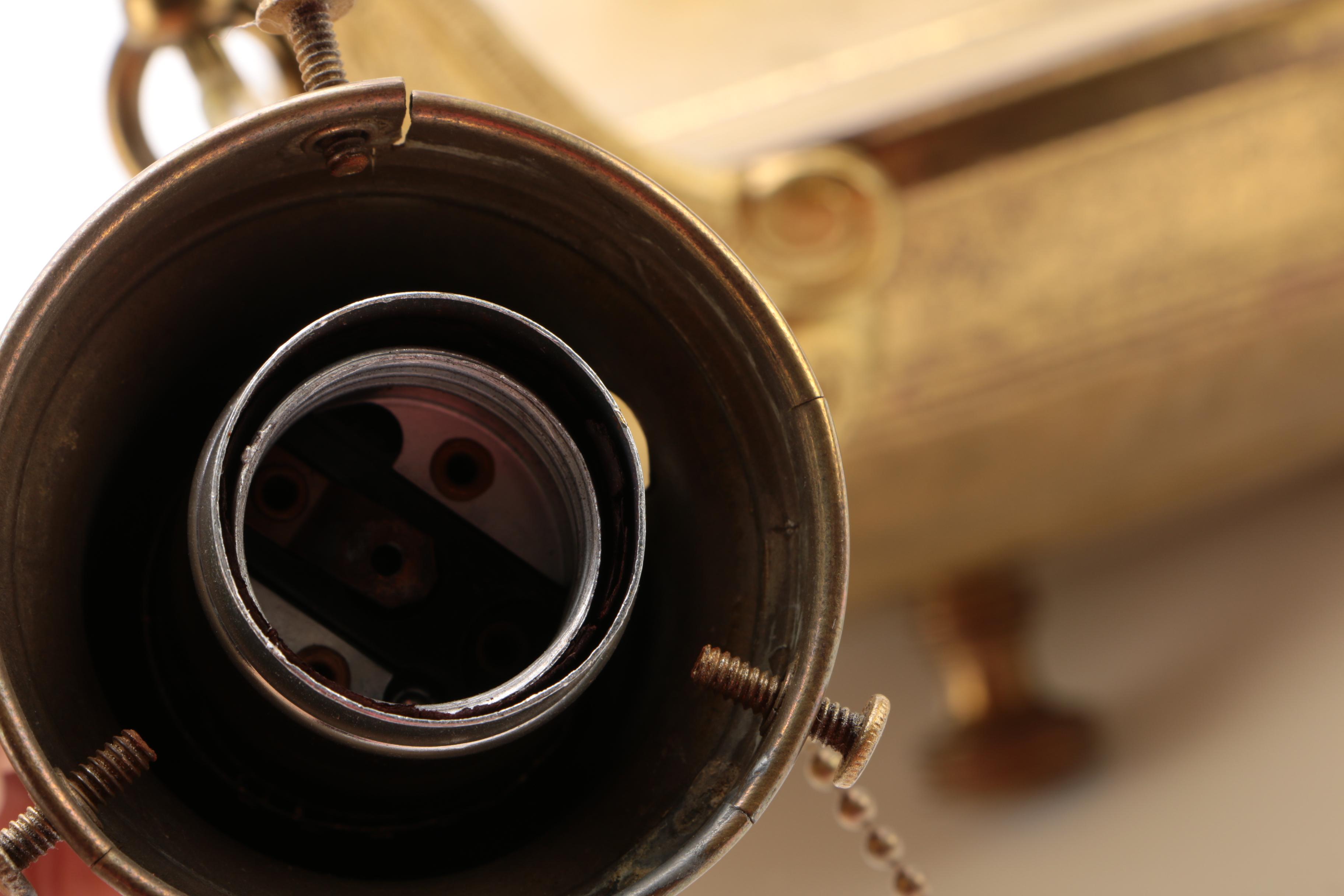 Brass Chandelier with Frosted Glass Shades