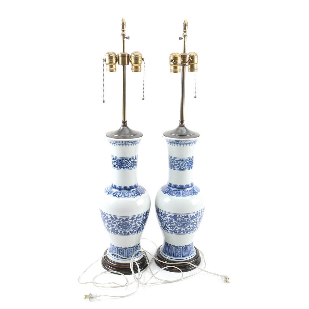 Blue and White Porcelain Vase Lamps
