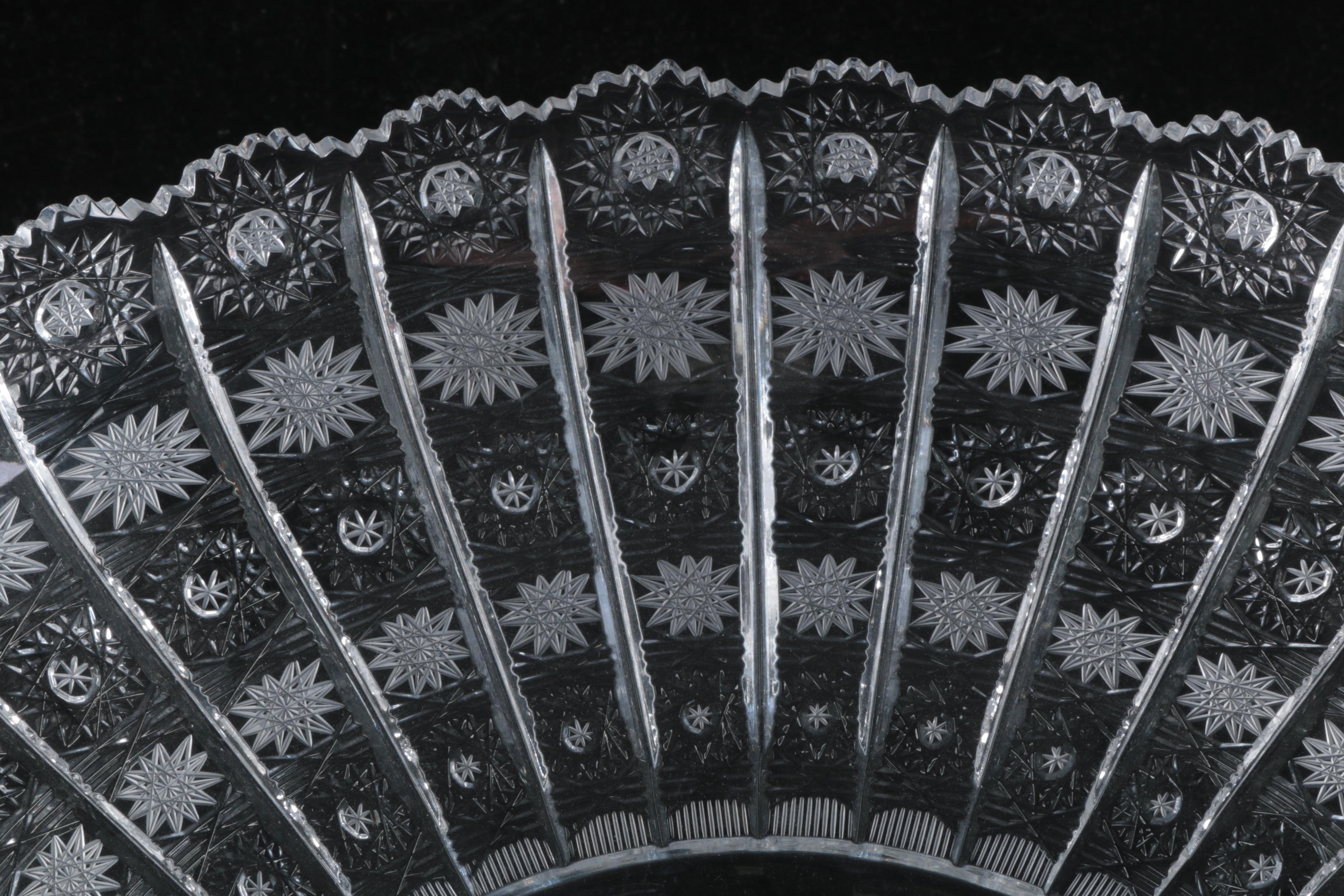 Star-Cut Paneled Footed Cut Crystal Bowl