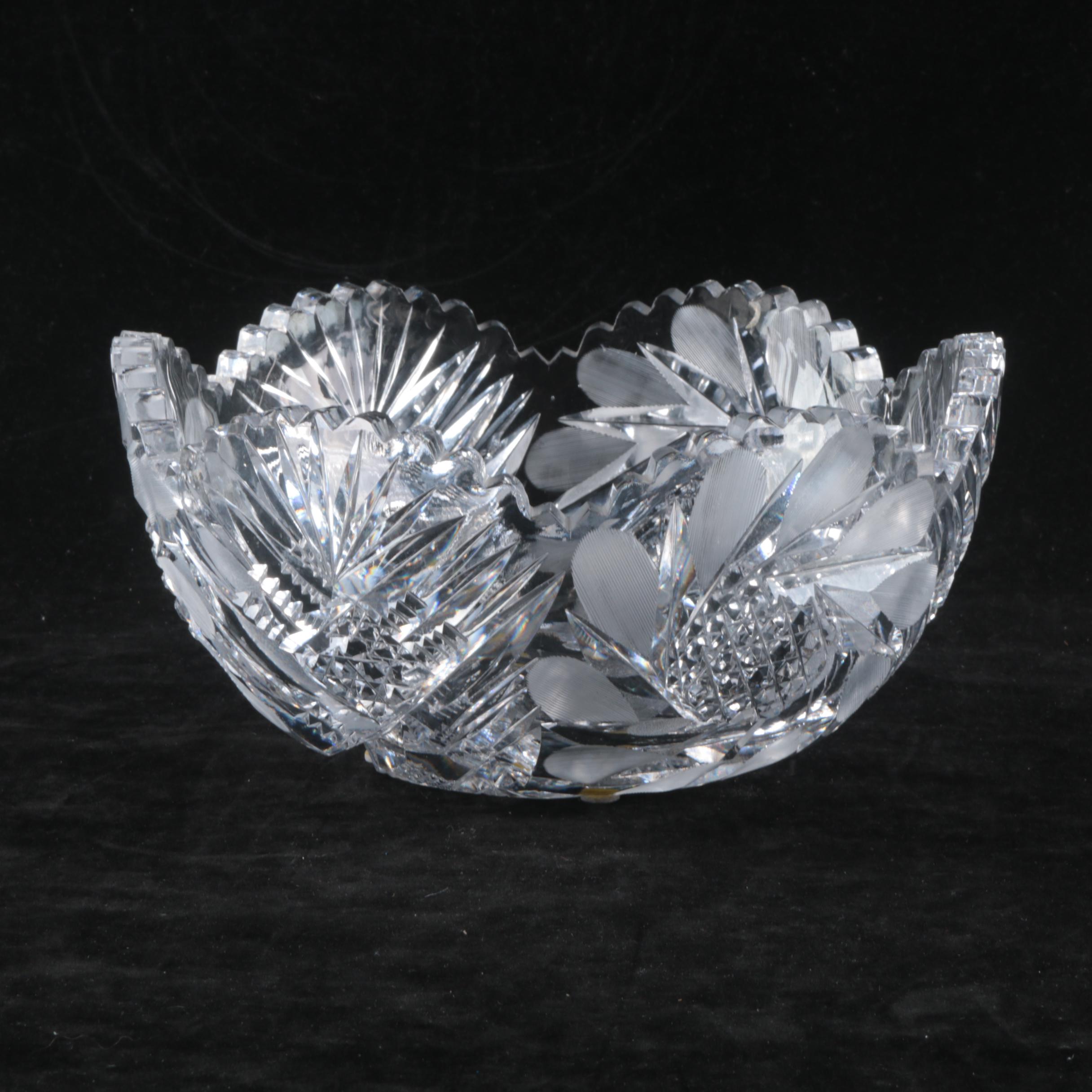 American Brilliant Period Cut Glass Floral Patterned Bowl