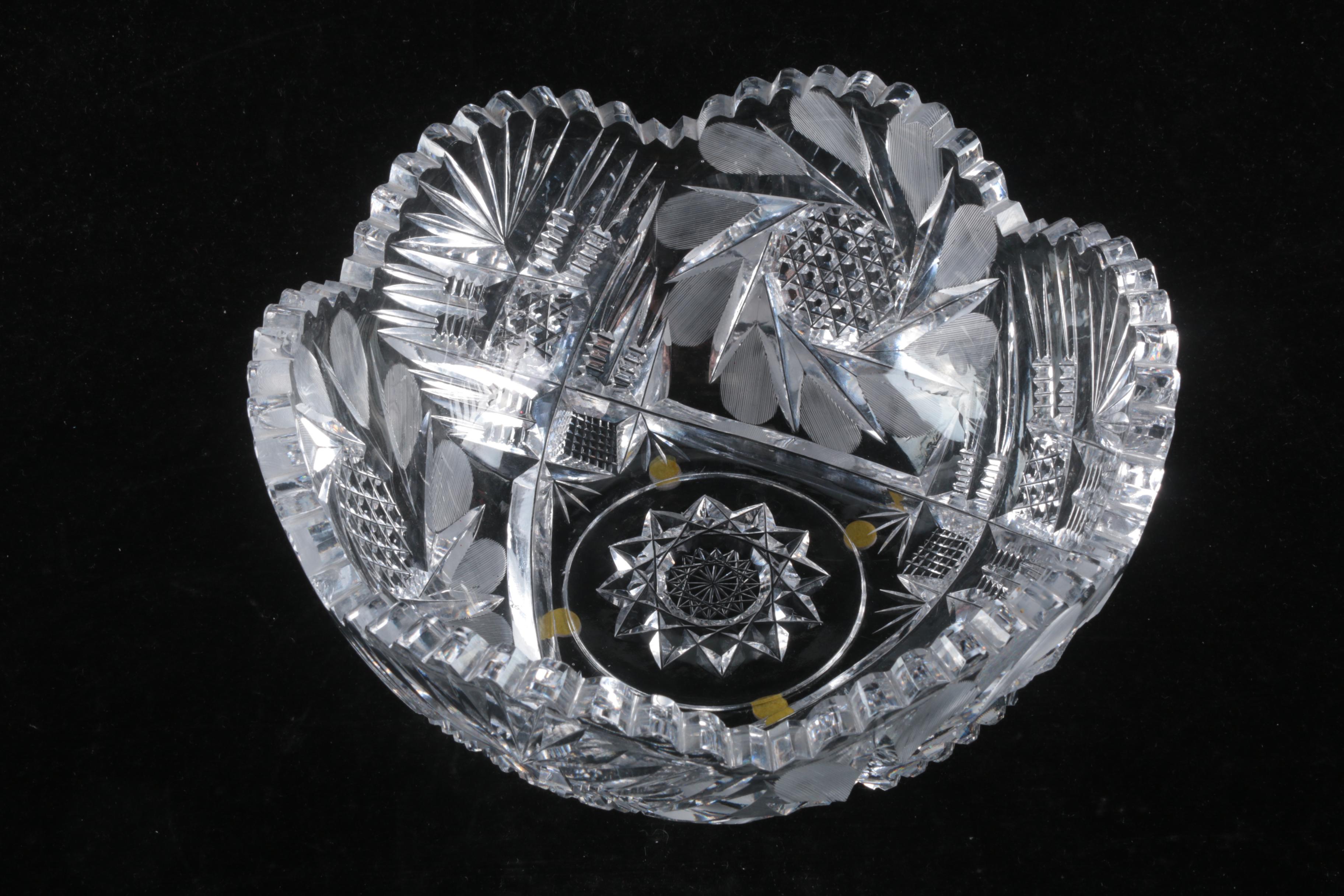 American Brilliant Period Cut Glass Floral Patterned Bowl