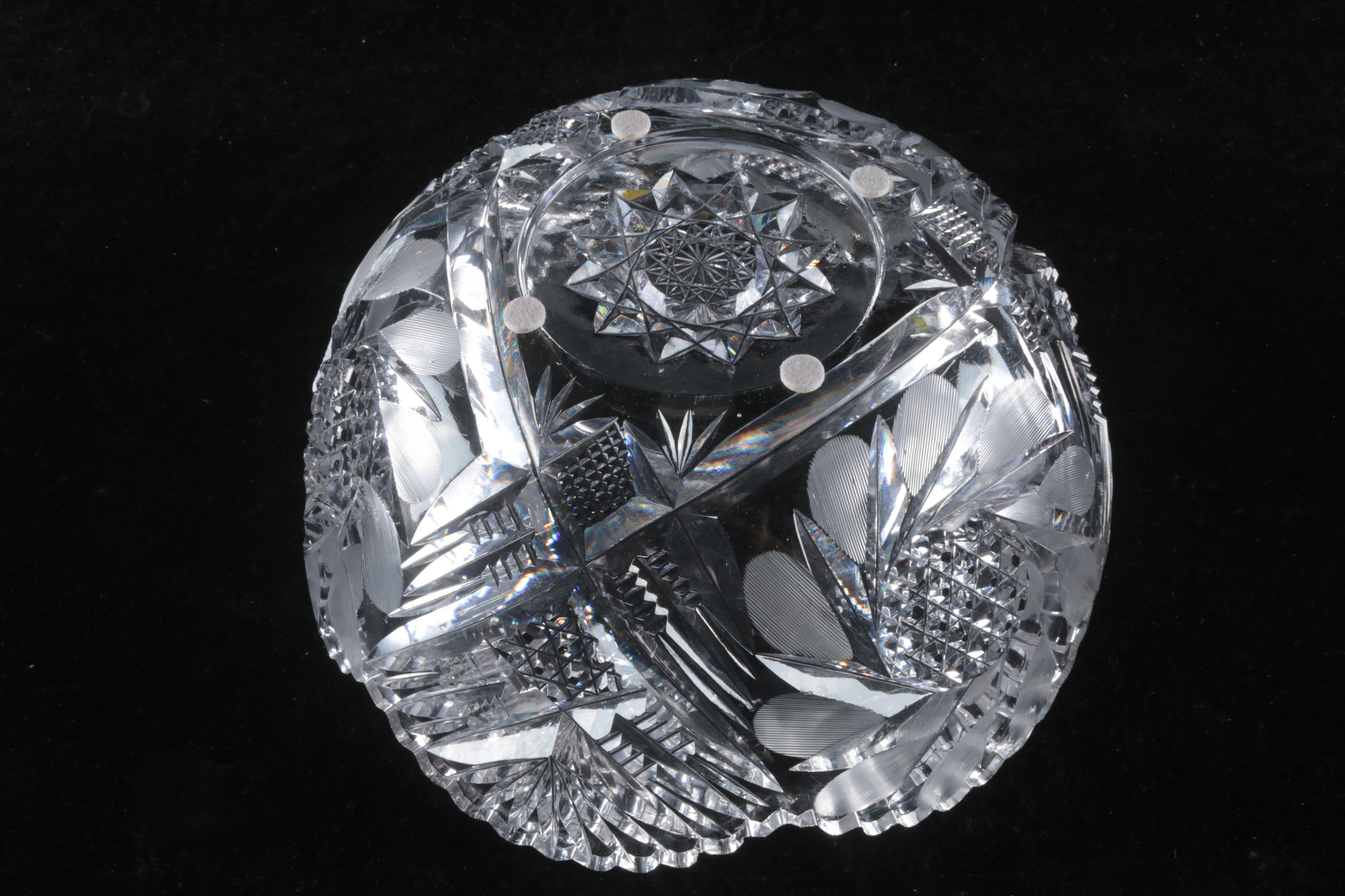 American Brilliant Period Cut Glass Floral Patterned Bowl