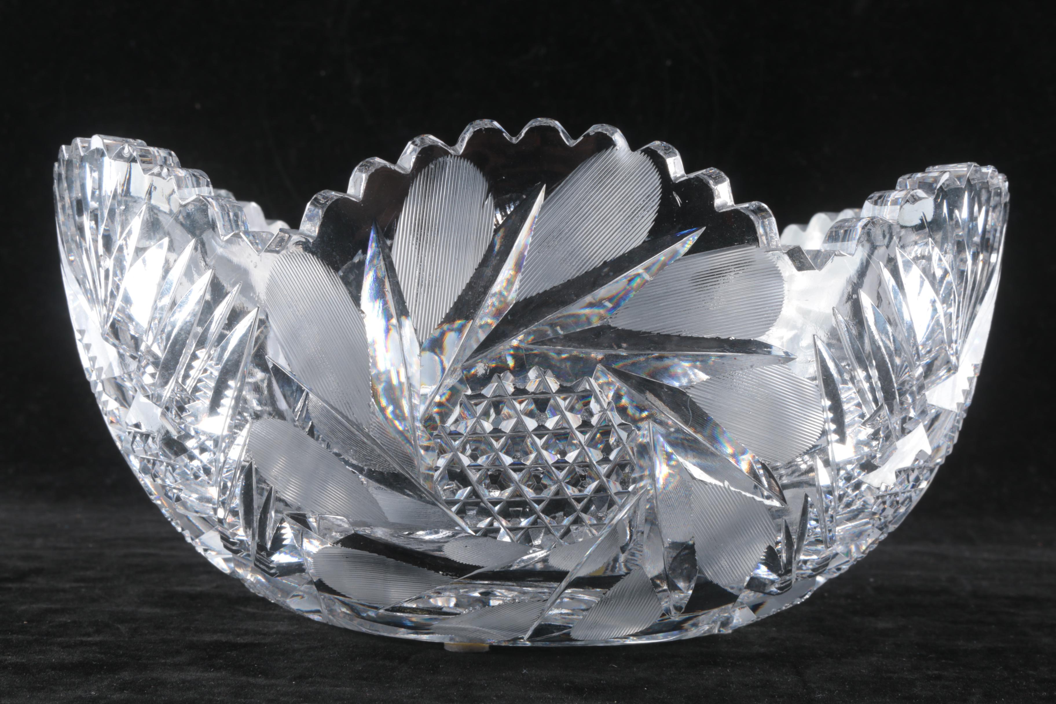 American Brilliant Period Cut Glass Floral Patterned Bowl