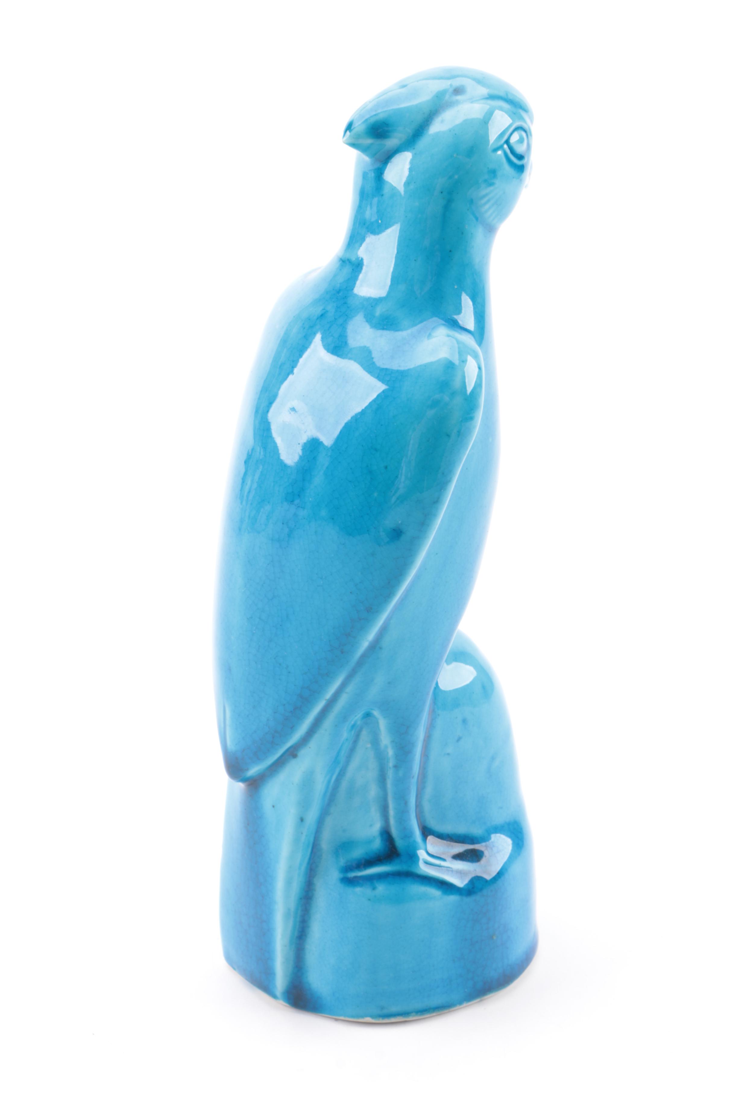 Chinese Export Style Porcelain Blue Falcon Figurine