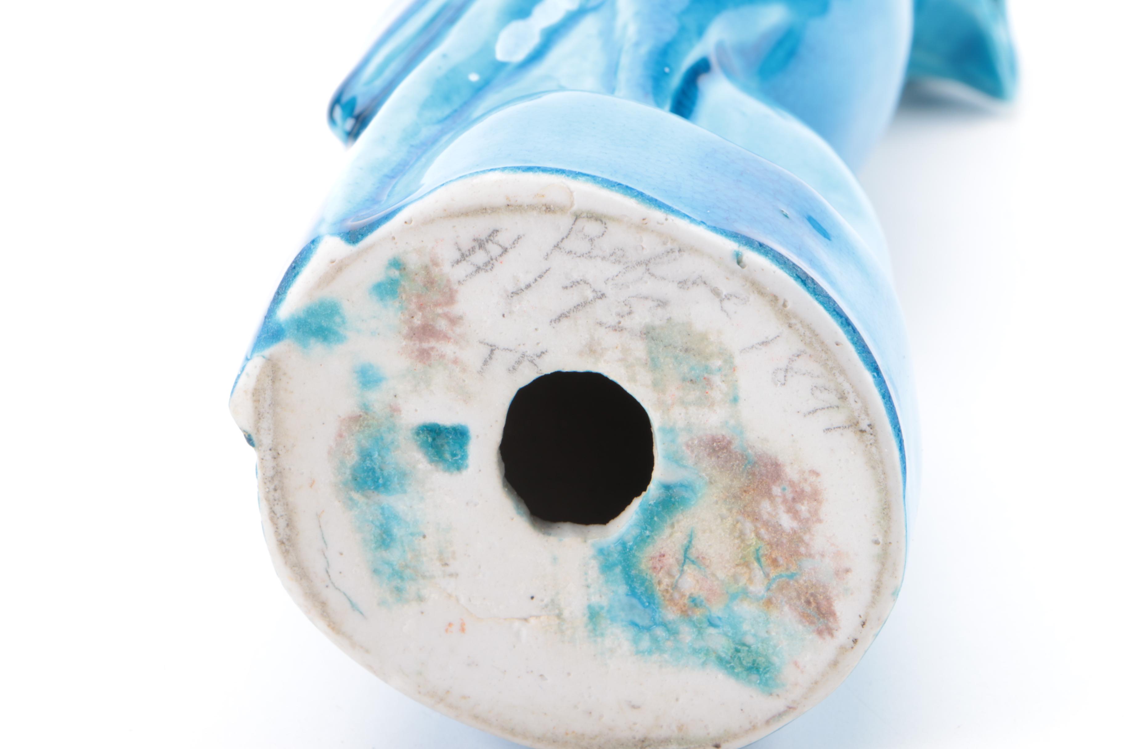 Chinese Export Style Porcelain Blue Falcon Figurine