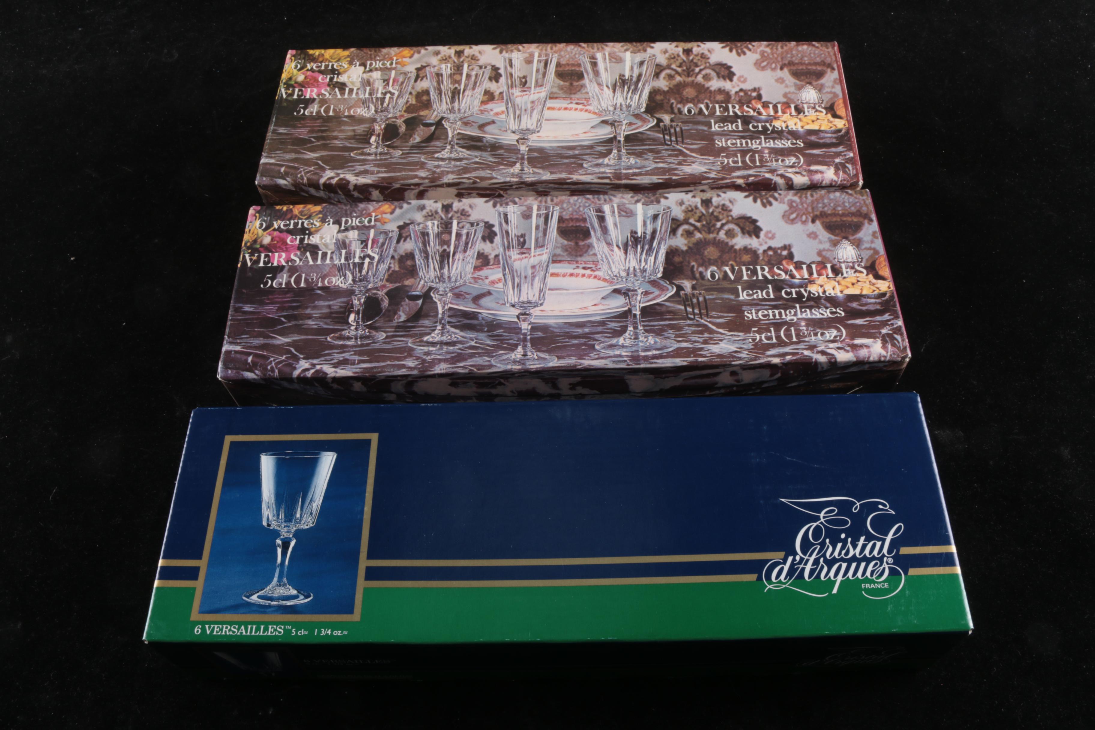 Cristal d'Arques "Versailles" Crystal Cordial Glasses