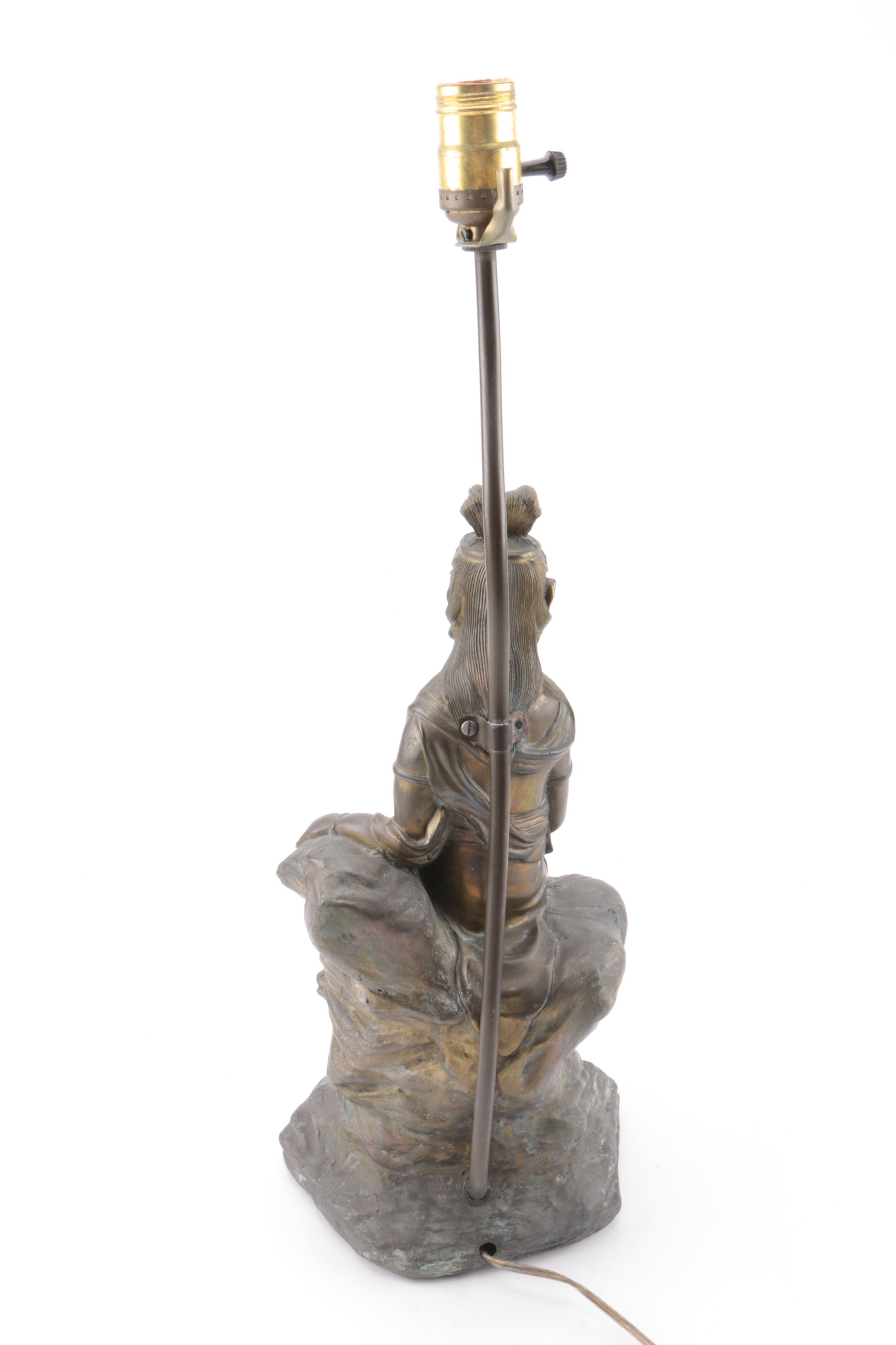 Chinese Brass Figure Lamp