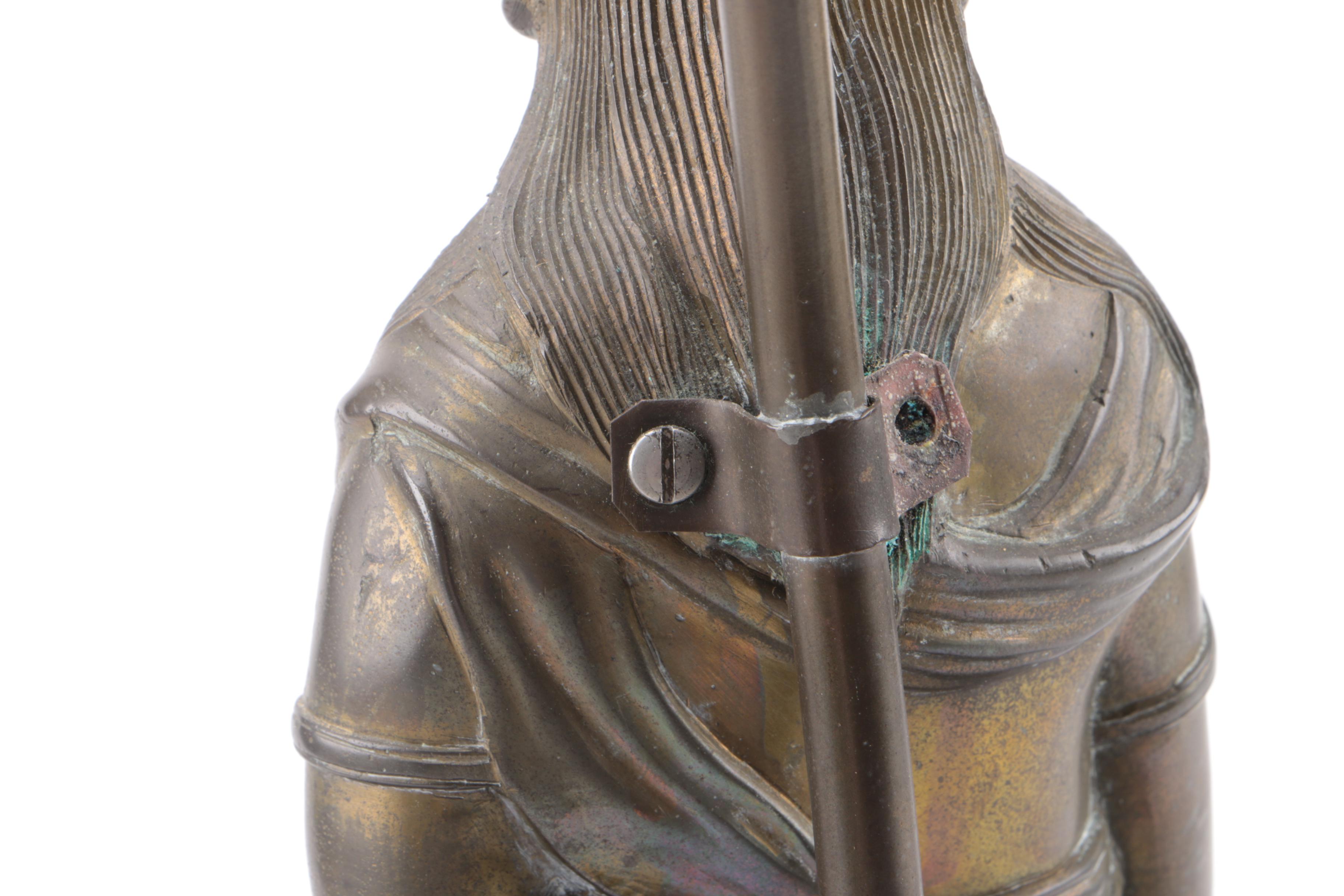 Chinese Brass Figure Lamp