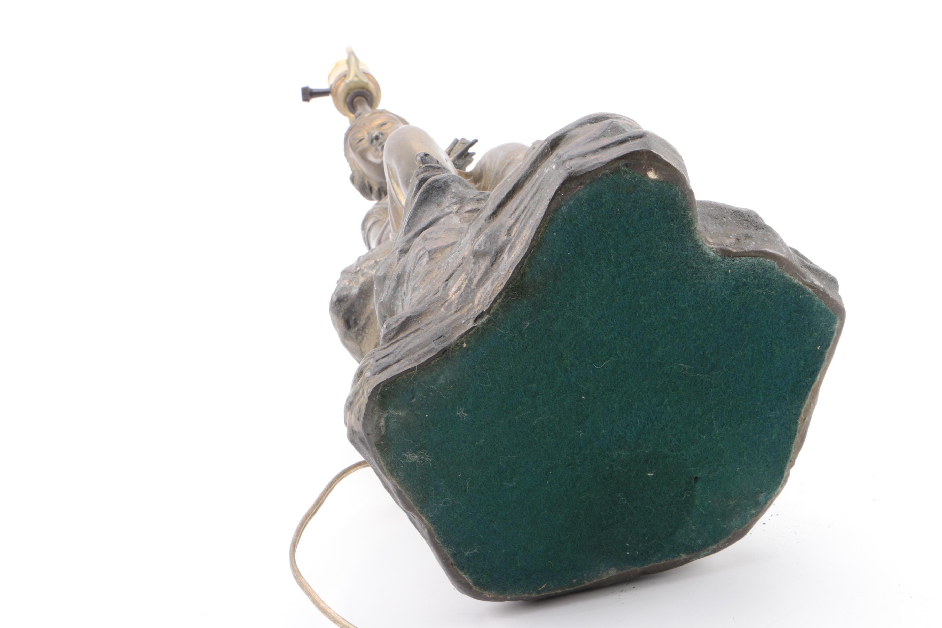 Chinese Brass Figure Lamp